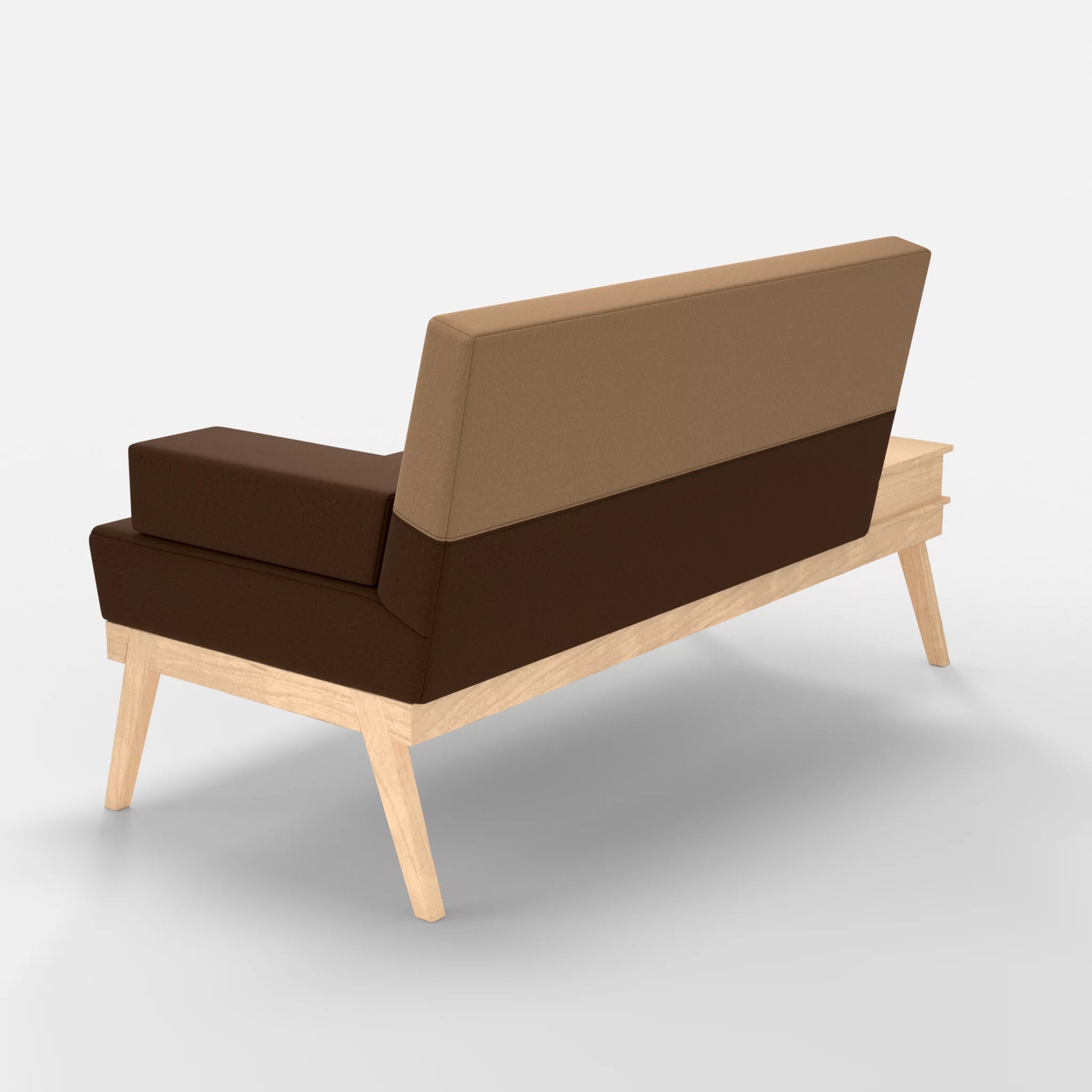 2er Sitzsofa Bauz mit Ablage links dama0060-dama0056 in Braun und Beige von hinten