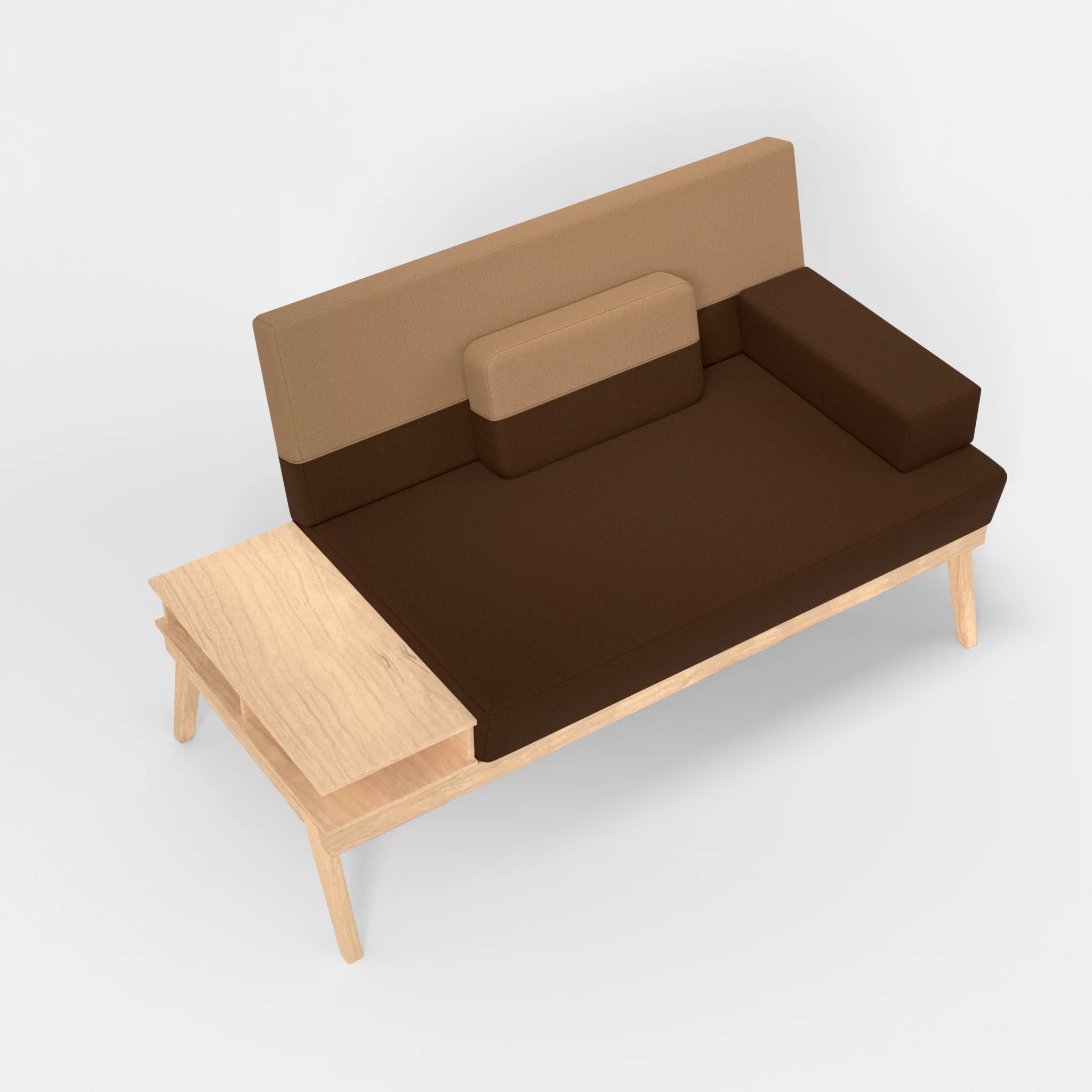 2er Sitzsofa Bauz mit Ablage links dama0060-dama0056 in Braun und Beige von oben