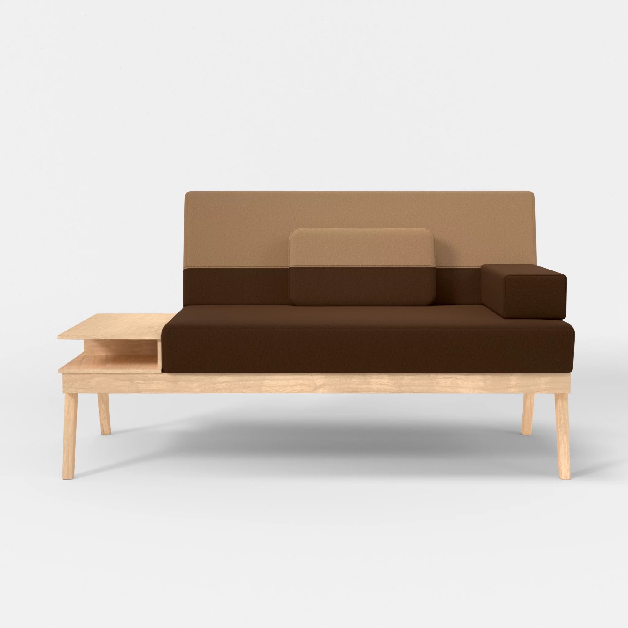 2er Sitzsofa Bauz mit Ablage links dama0060-dama0056 in Braun und Beige von vorne