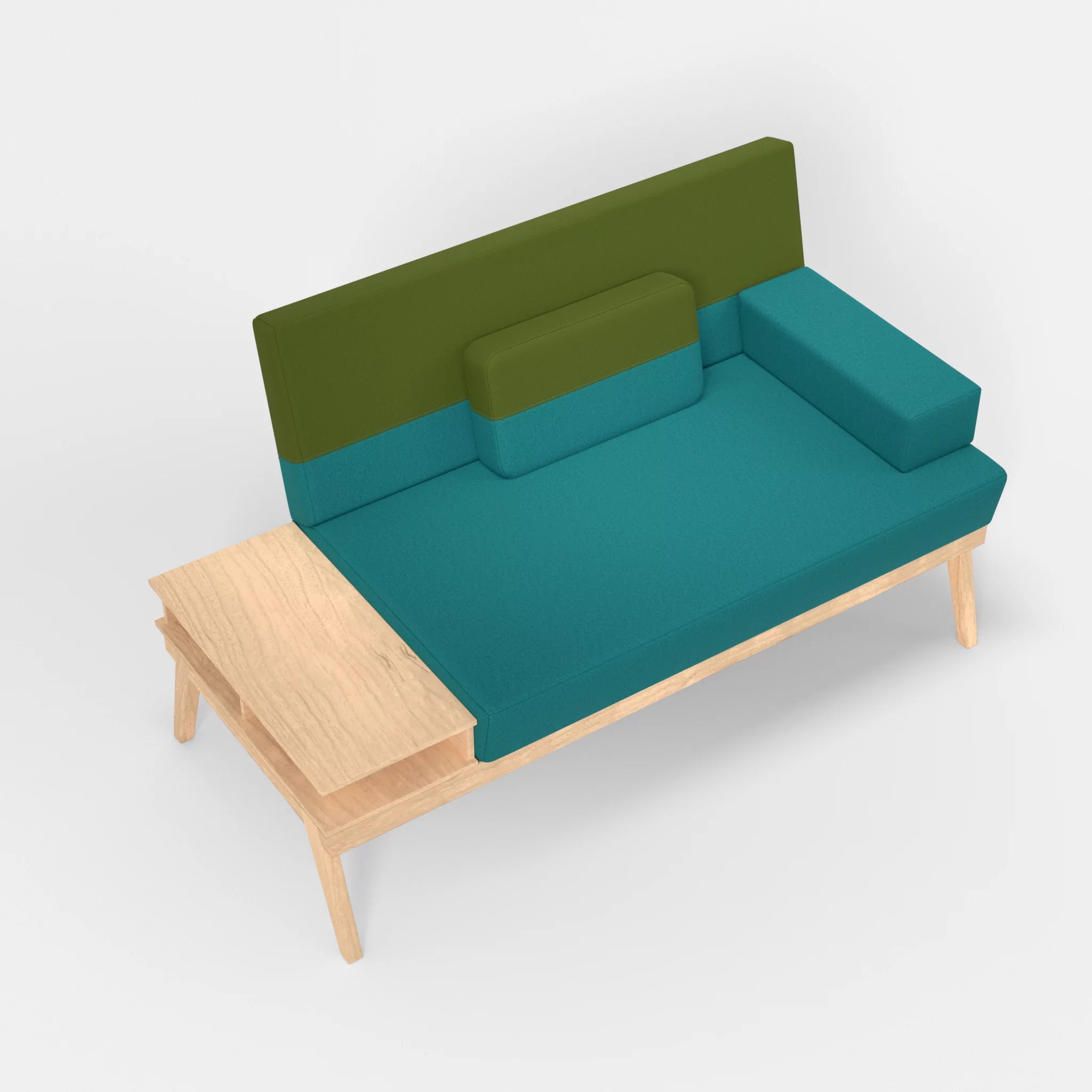 2er Sitzsofa Bauz mit Ablage links dama0076-dama0059 in Türkis und Grün von oben