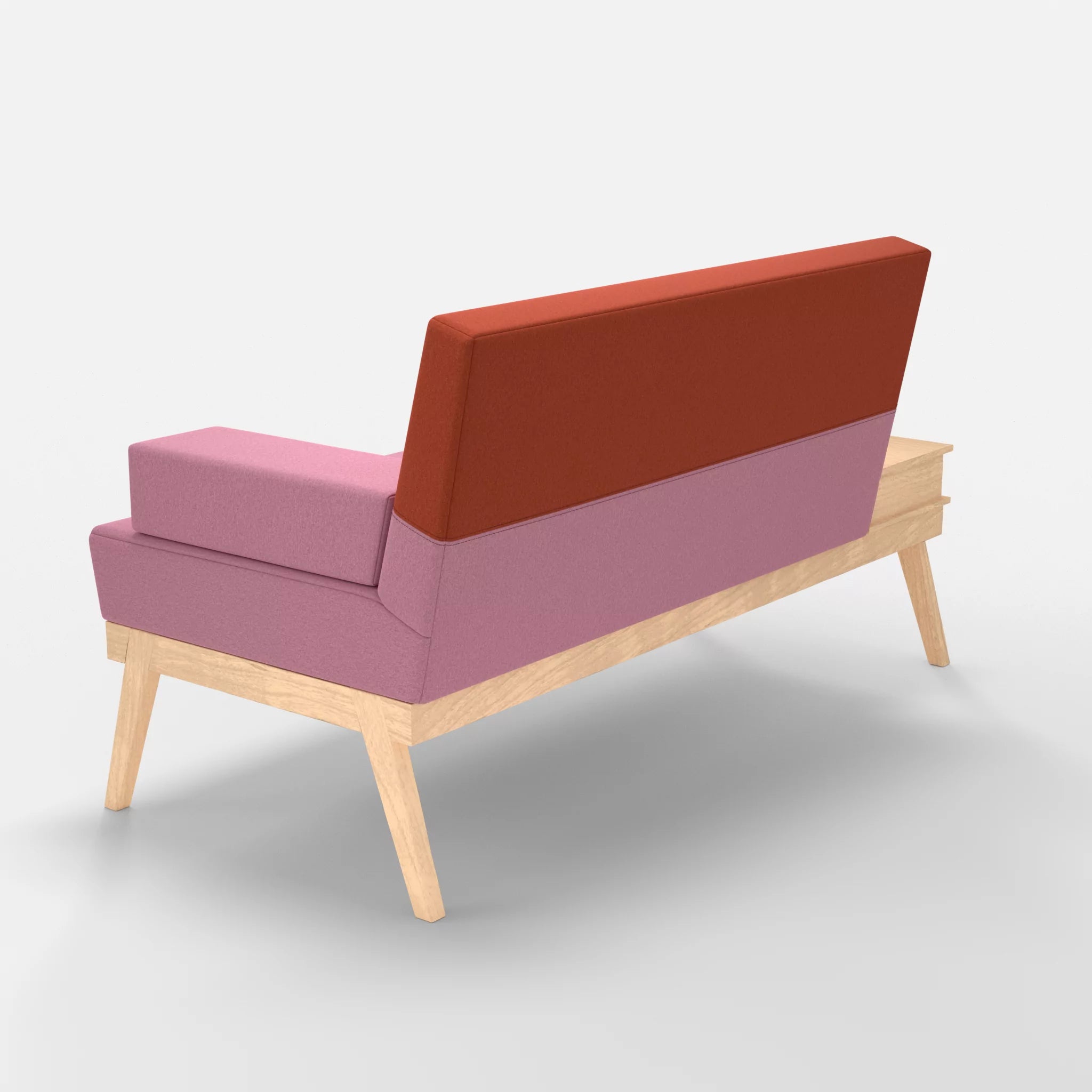 2er Sitzsofa Bauz mit Ablage links dama0084-dama0062 in Rosa und Orange von hinten