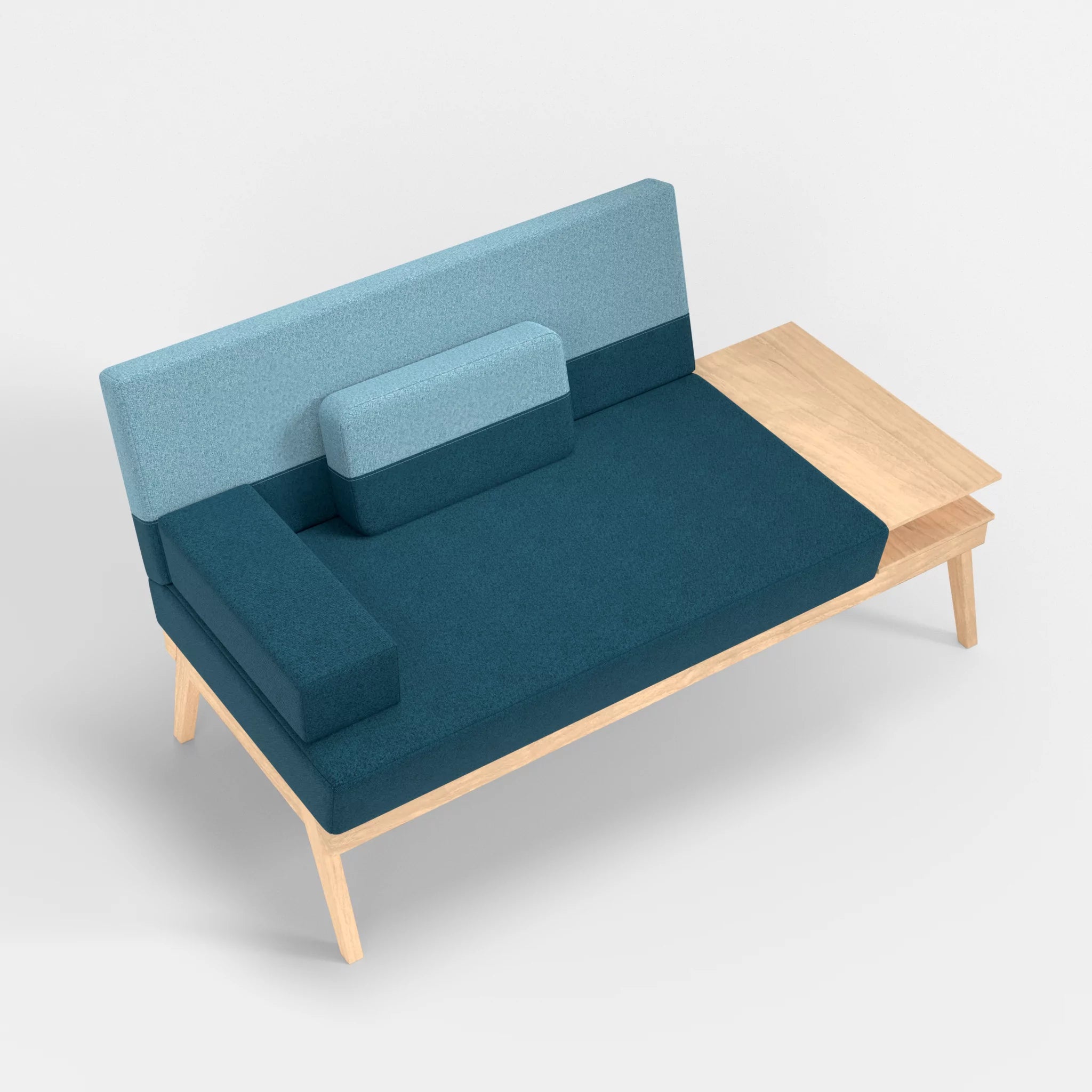 2er Sitzsofa Bauz mit Ablage rechts celia0203-celia0209 in Blau und Türkis von oben