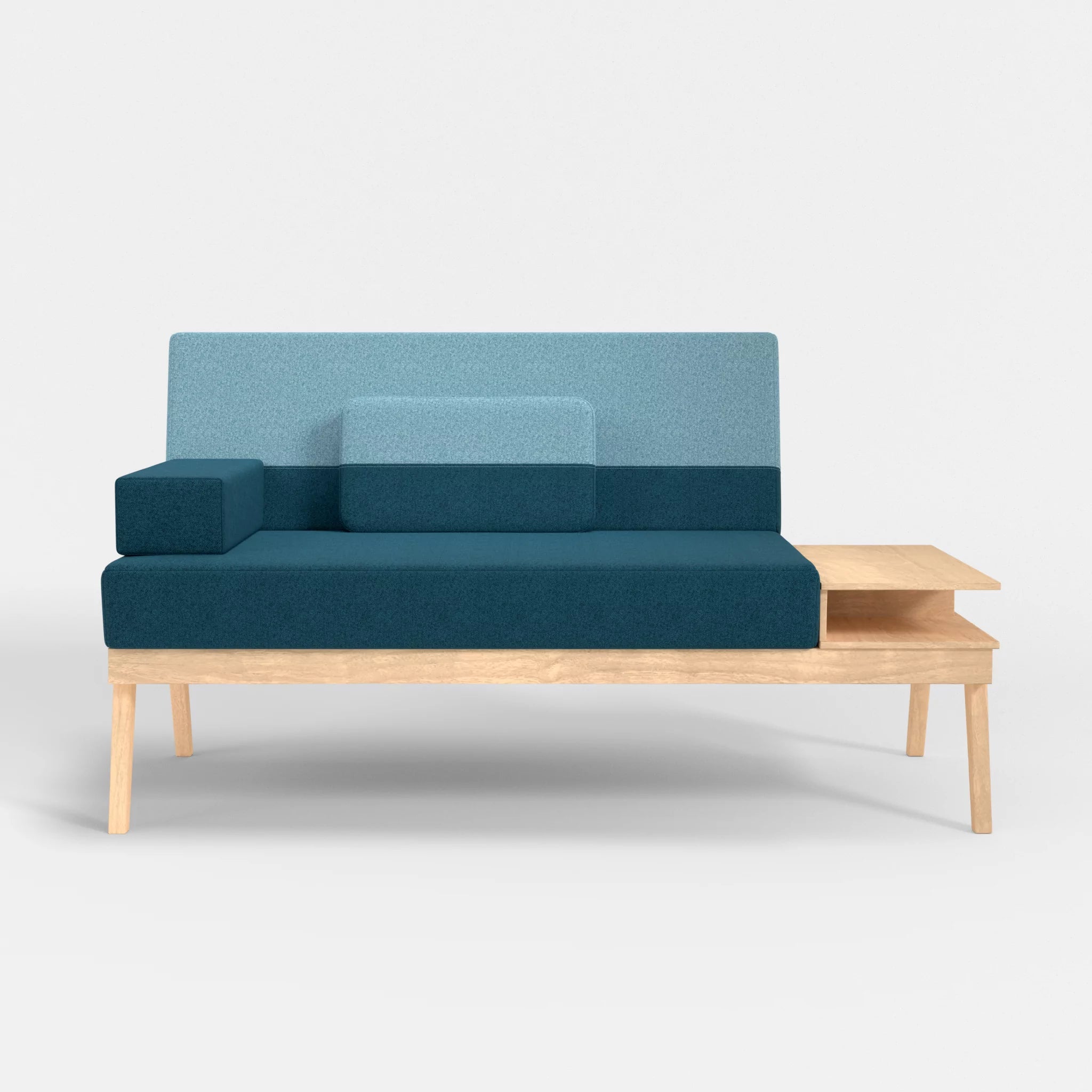 2er Sitzsofa Bauz mit Ablage rechts celia0203-celia0209 in Blau und Türkis von vorne
