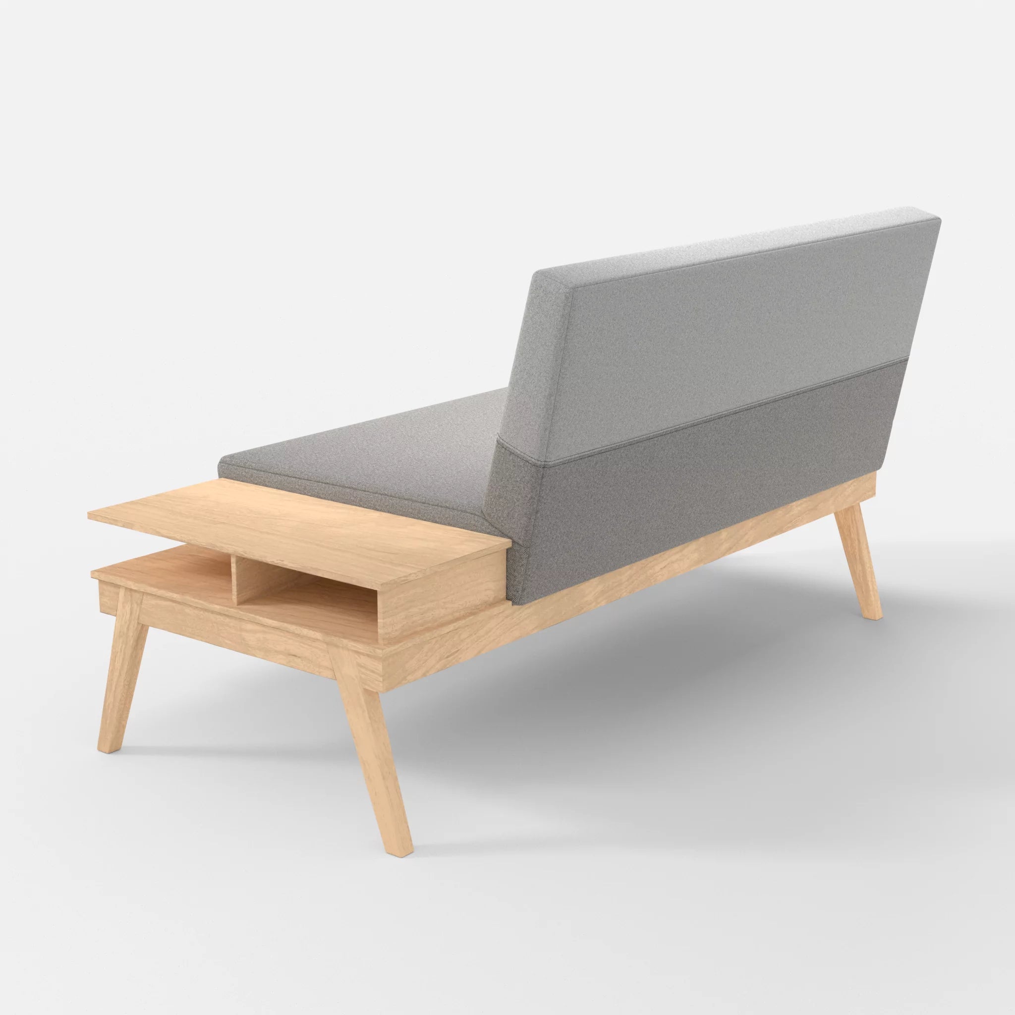 2er Sitzsofa Bauz mit Ablage rechts celia0208-celia0204 in Mittelgrau und Hellgrau von hinten