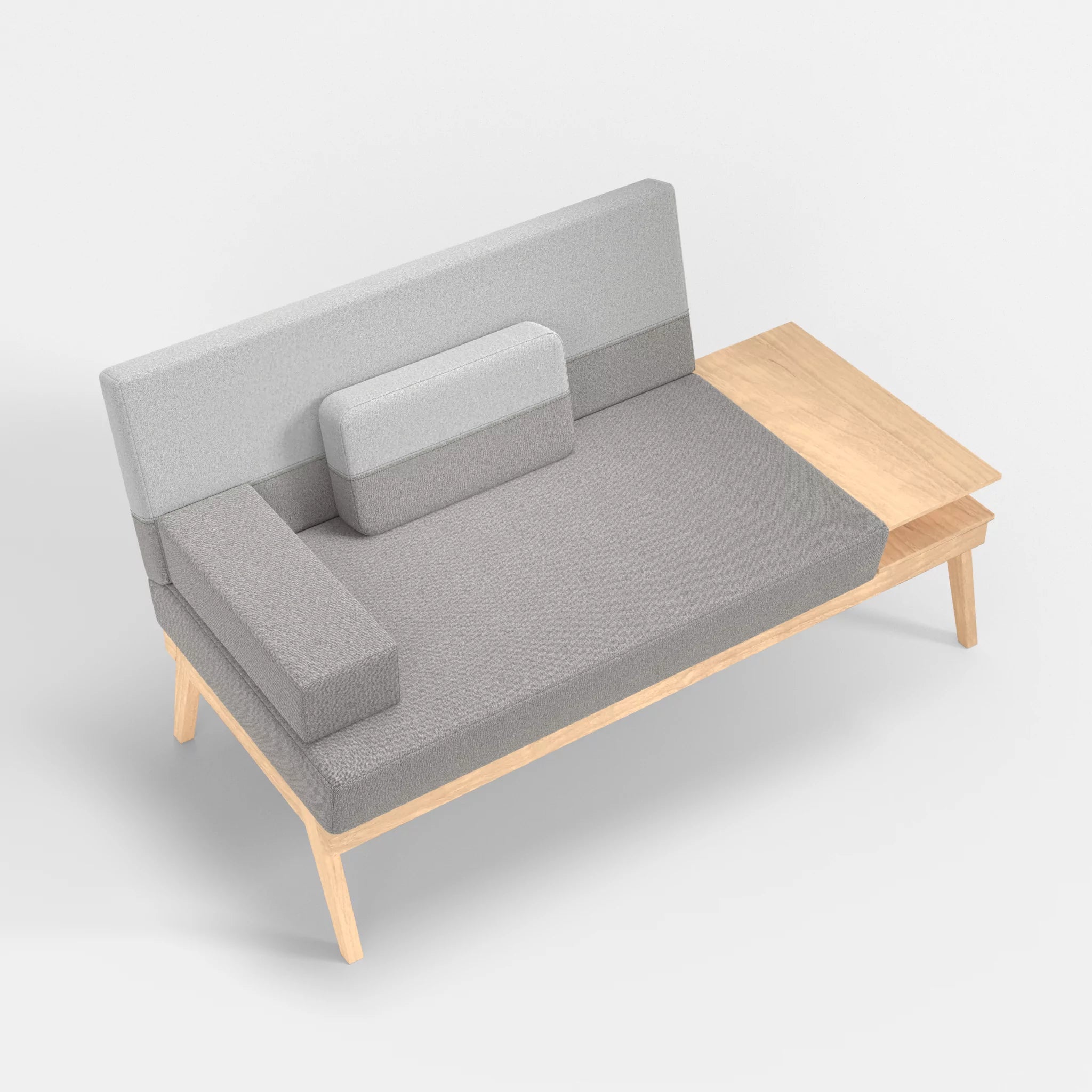 2er Sitzsofa Bauz mit Ablage rechts celia0208-celia0204 in Mittelgrau und Hellgrau von oben