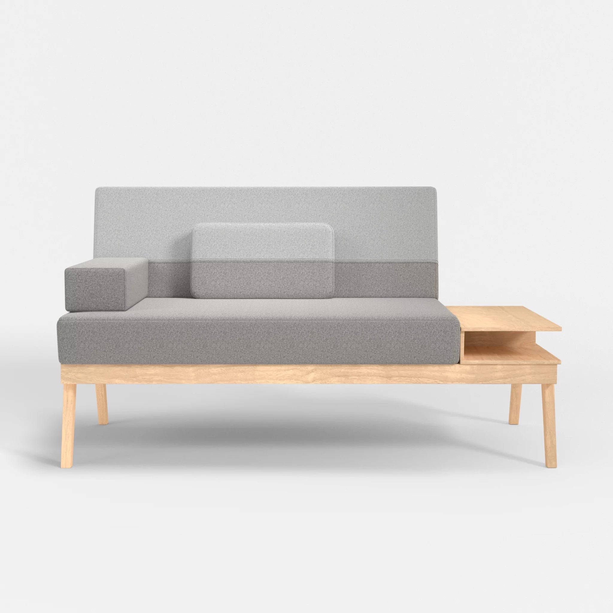 2er Sitzsofa Bauz mit Ablage rechts celia0208-celia0204 in Mittelgrau und Hellgrau von vorne