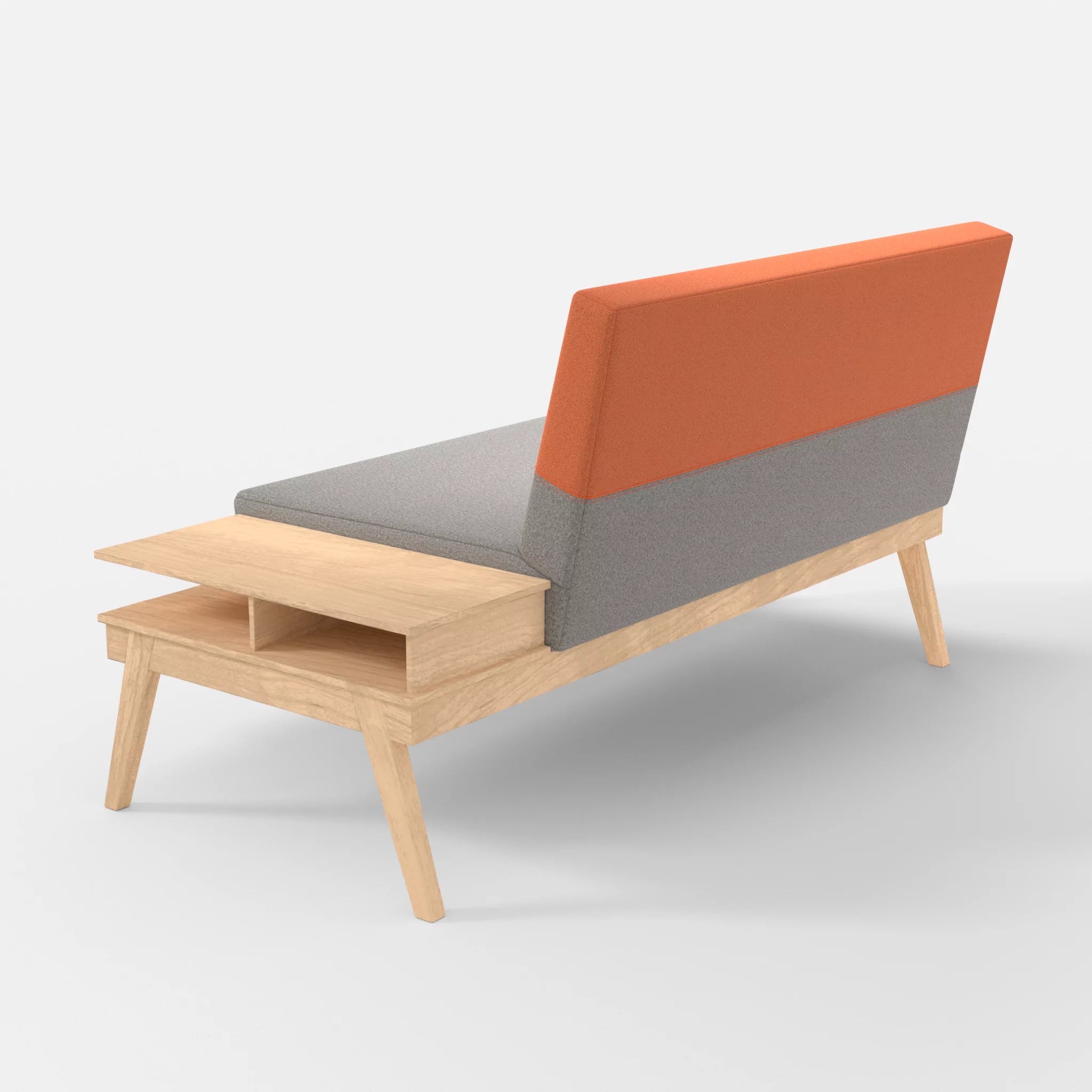 2er Sitzsofa Bauz mit Ablage rechts celia0208-celia0215 in Mittelgrau und Orange von hinten