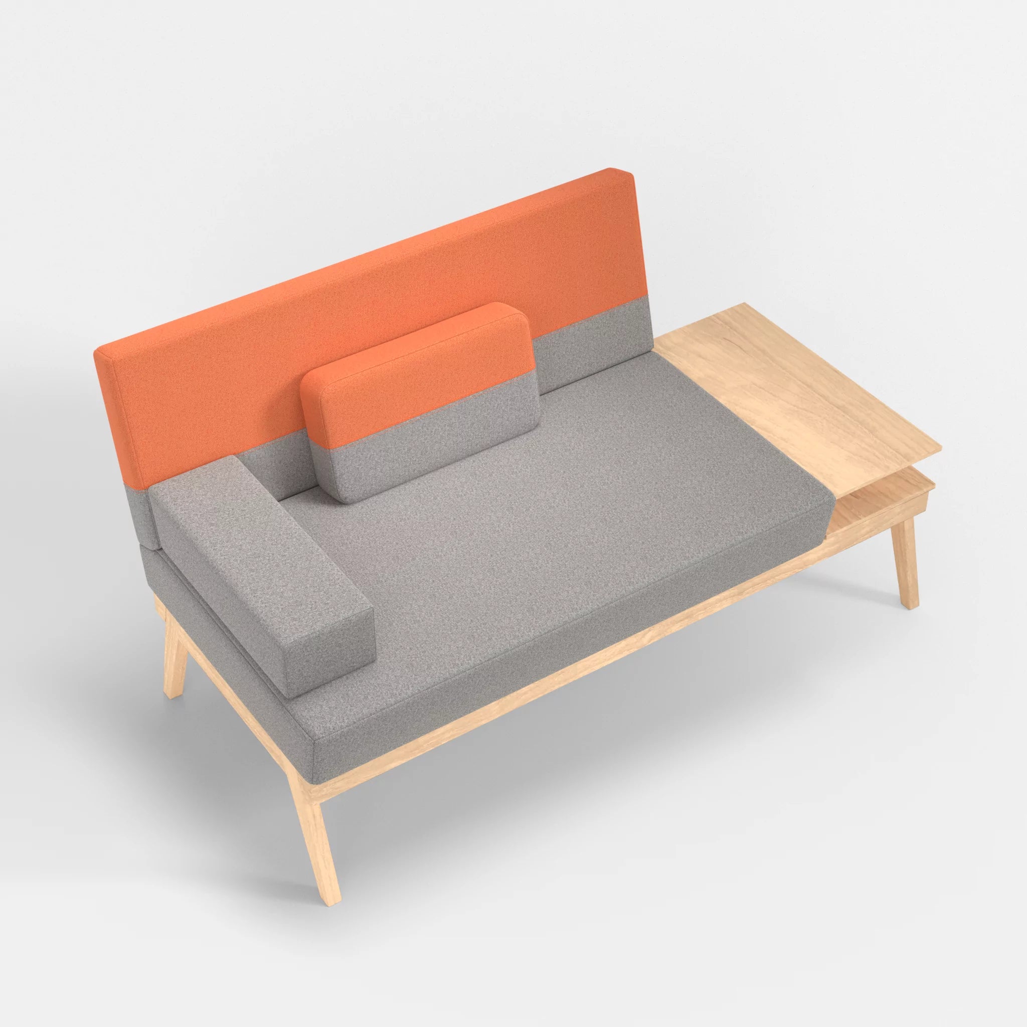 2er Sitzsofa Bauz mit Ablage rechts celia0208-celia0215 in Mittelgrau und Orange von oben