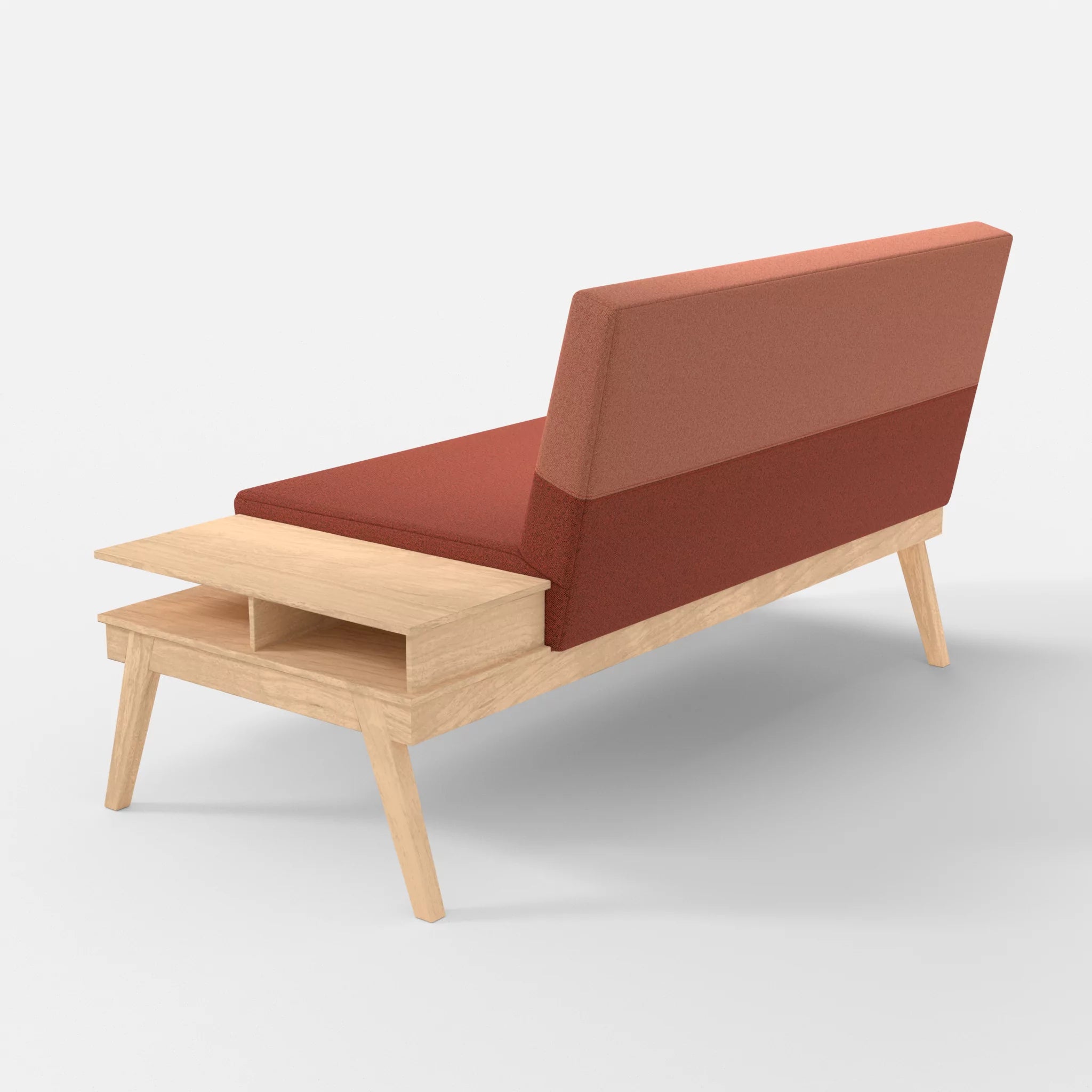 2er Sitzsofa Bauz mit Ablage rechts celia0214-celia0217 in Terracotta und Orange von hinten