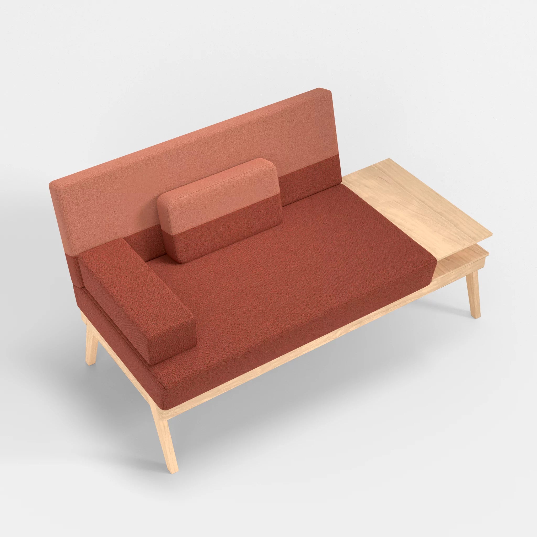 2er Sitzsofa Bauz mit Ablage rechts celia0214-celia0217 in Terracotta und Orange von oben