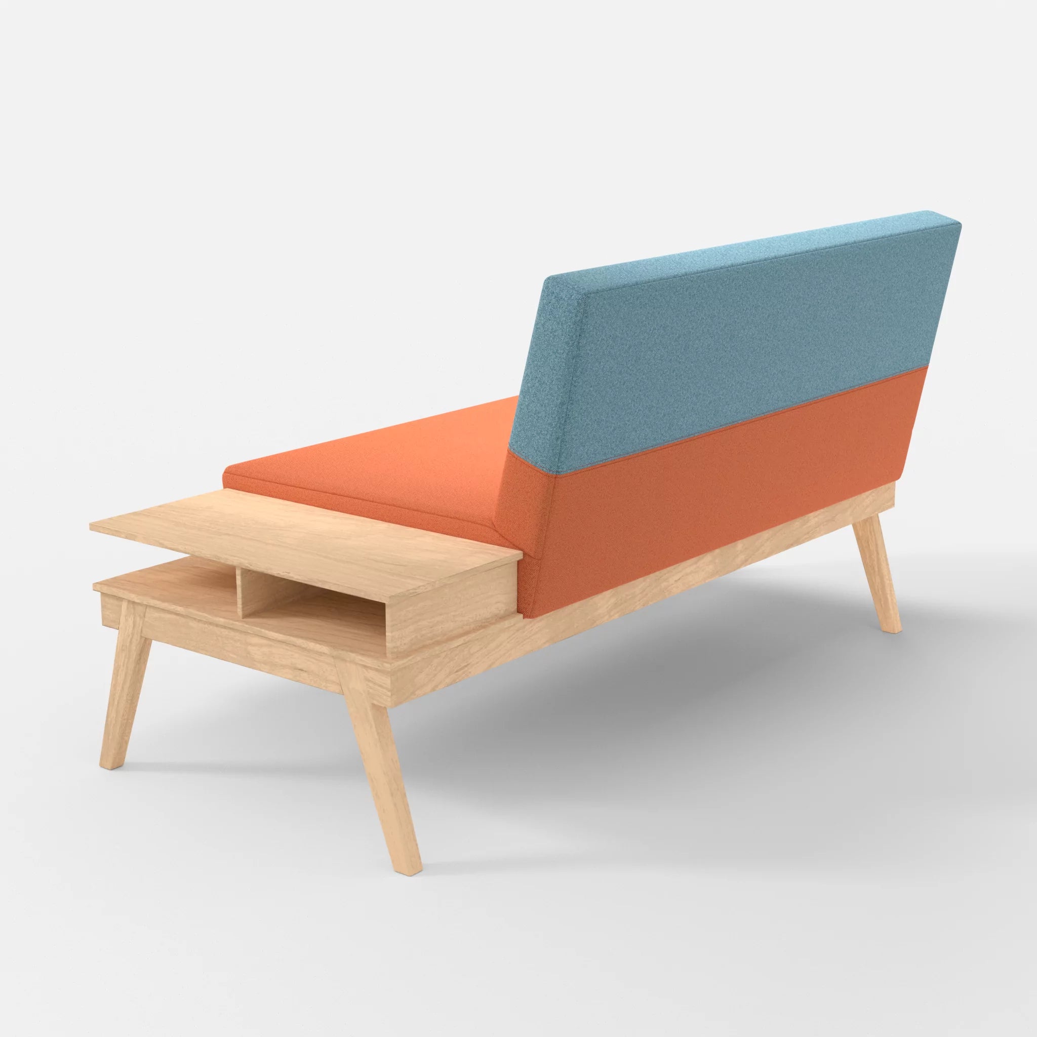 2er Sitzsofa Bauz mit Ablage rechts celia0215-celia0209 in Orange und Türkis von hinten