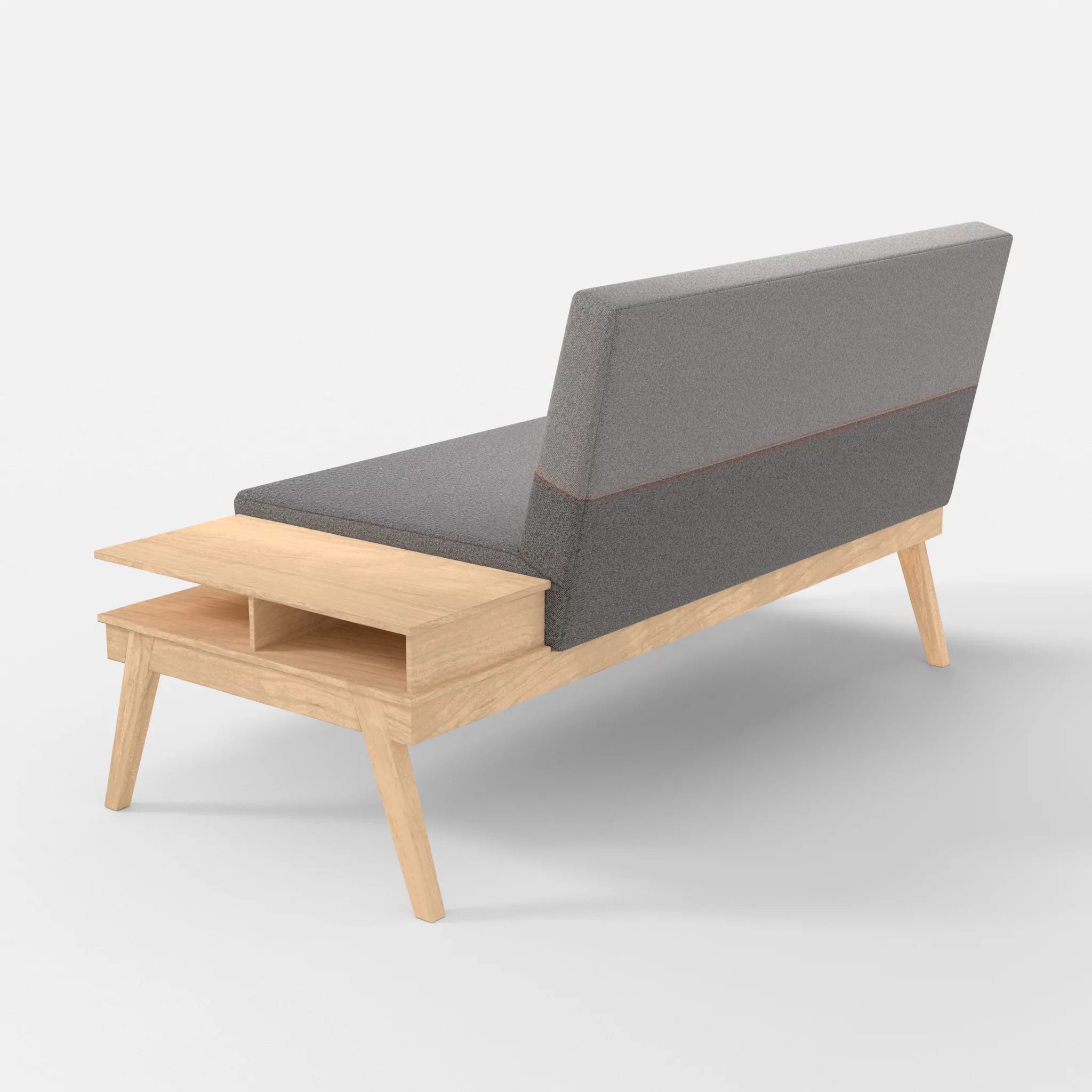 2er Sitzsofa Bauz mit Ablage rechts celia0218-celia0208 in Dunkelgrau und Mittelgrau von hinten