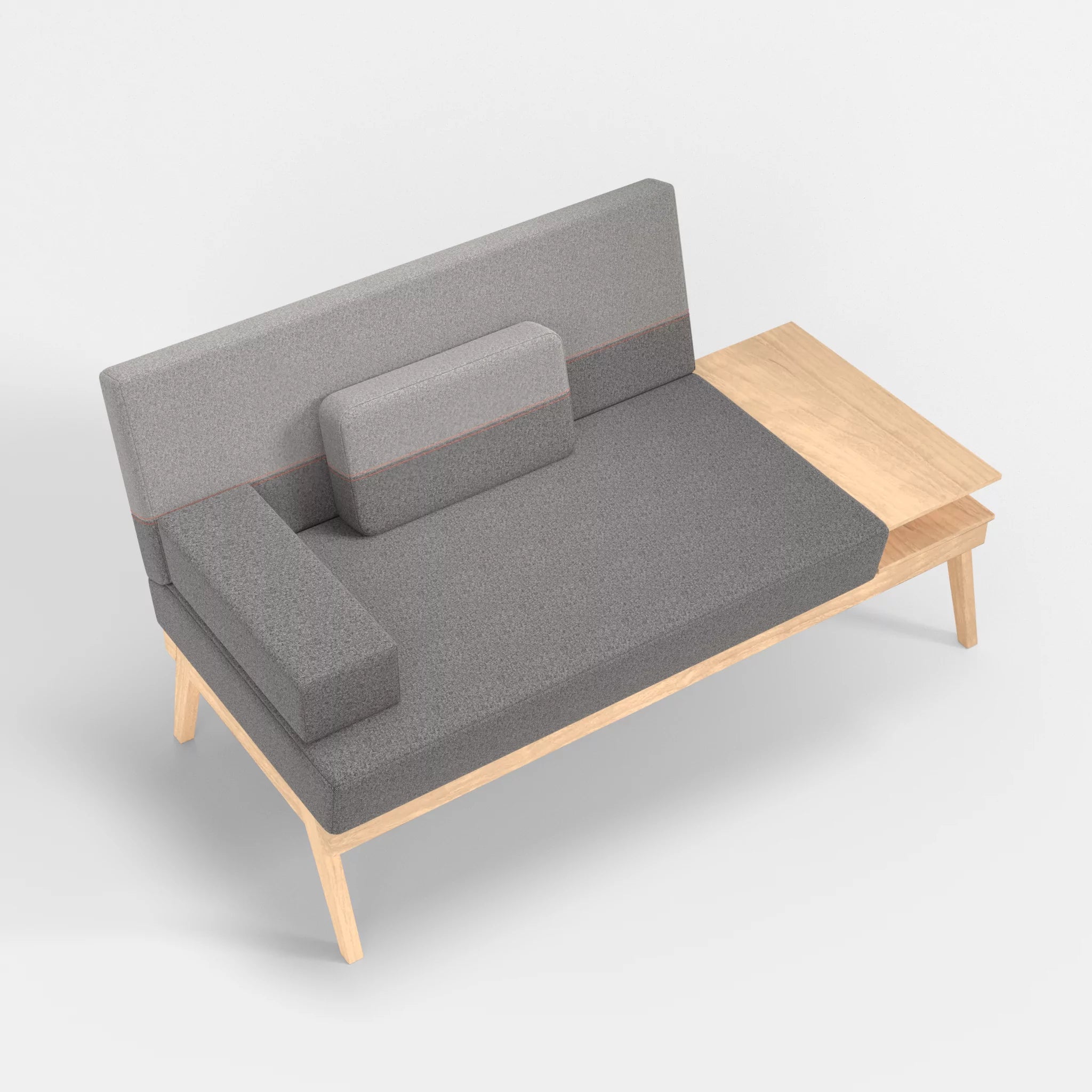 2er Sitzsofa Bauz mit Ablage rechts celia0218-celia0208 in Dunkelgrau und Mittelgrau von oben