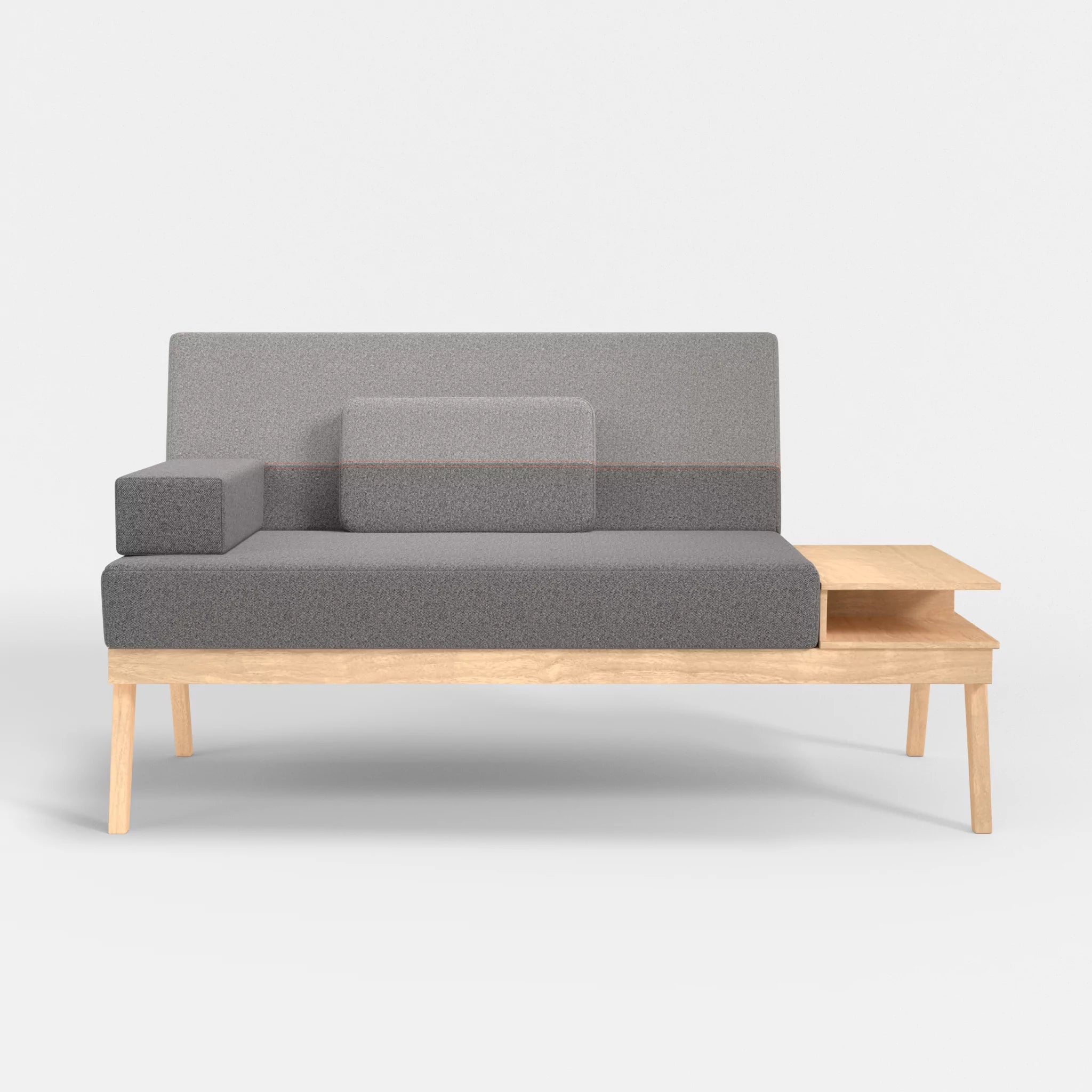 2er Sitzsofa Bauz mit Ablage rechts celia0218-celia0208 in Dunkelgrau und Mittelgrau von vorne