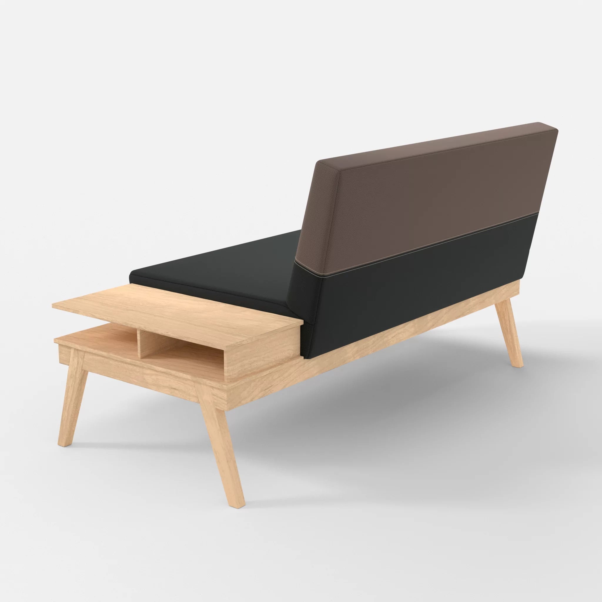 2er Sitzsofa Bauz mit Ablage rechts credoblack-credowalnut in Schwarz und Dunkelgrau von hinten