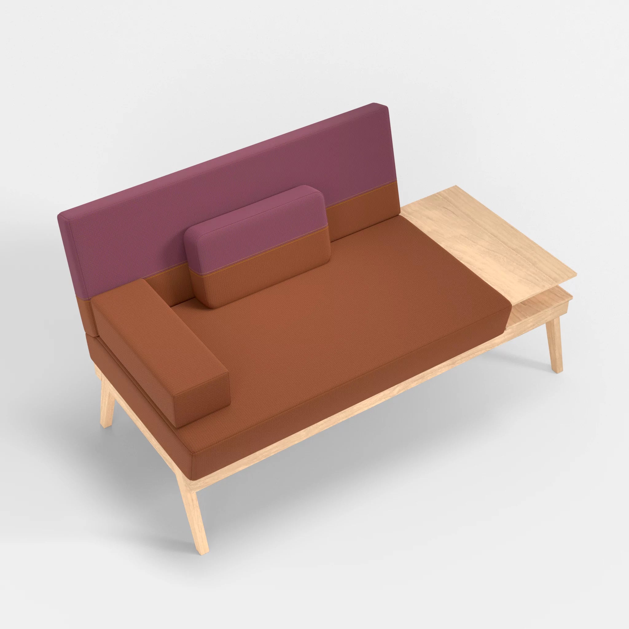 2er Sitzsofa Bauz mit Ablage rechts credokupfer-credobreva in Braun und Violett von oben