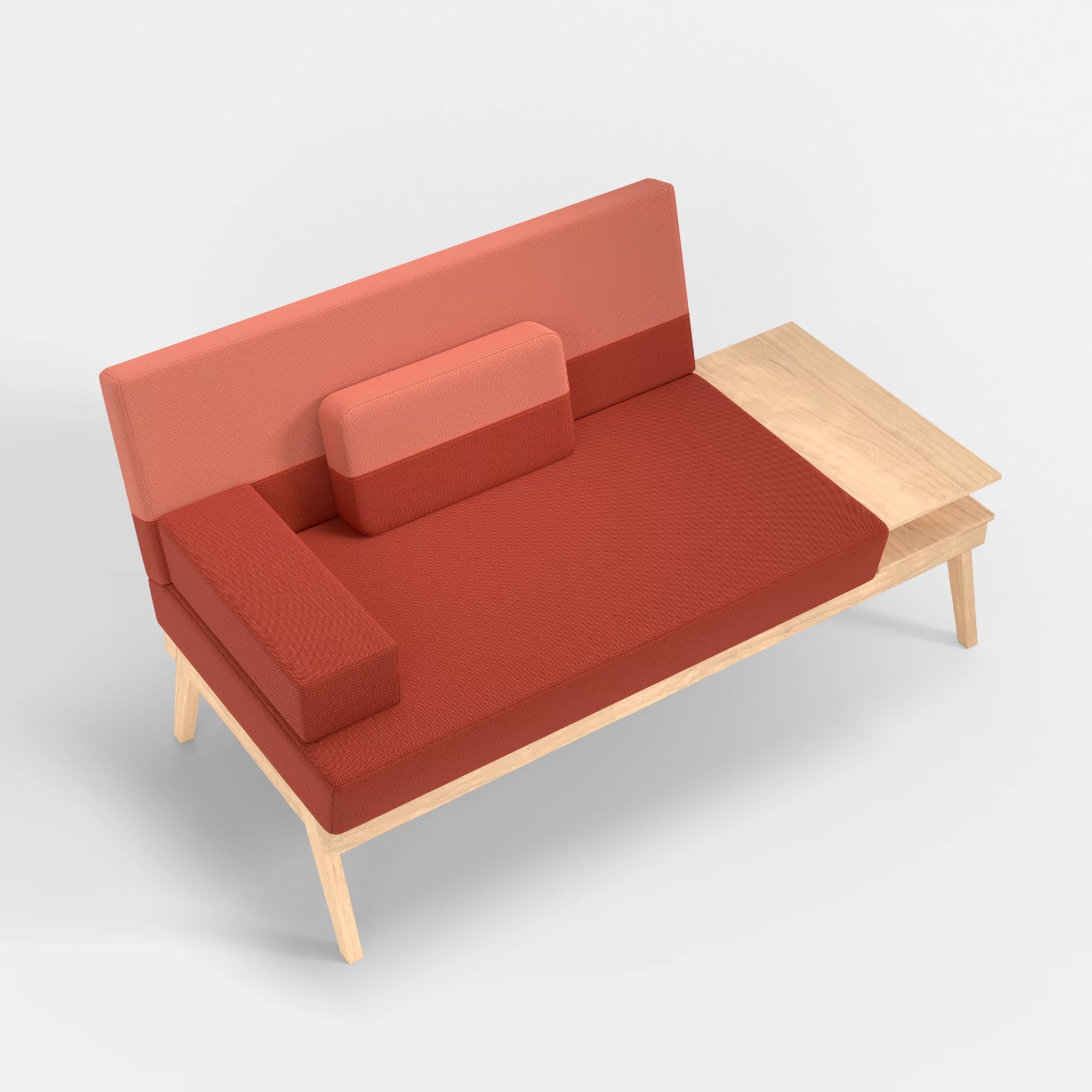 2er Sitzsofa Bauz mit Ablage rechts credolampion-credograpefruit in Rot und Coral von oben