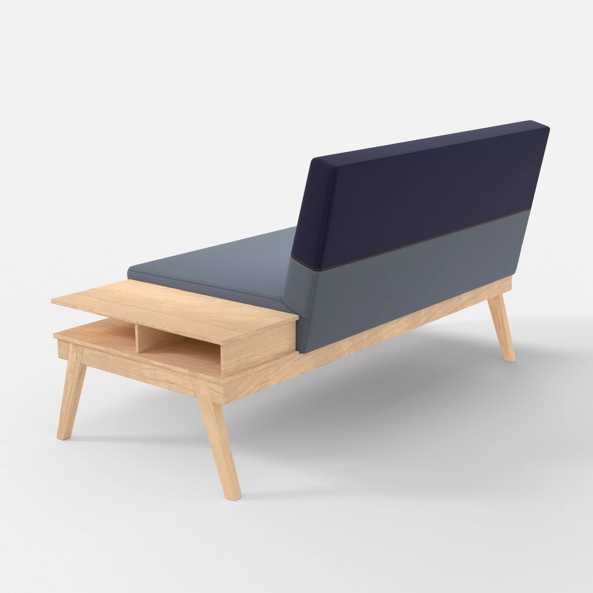 2er Sitzsofa Bauz mit Ablage rechts credosea-credonavy in Blau und Navy von hinten