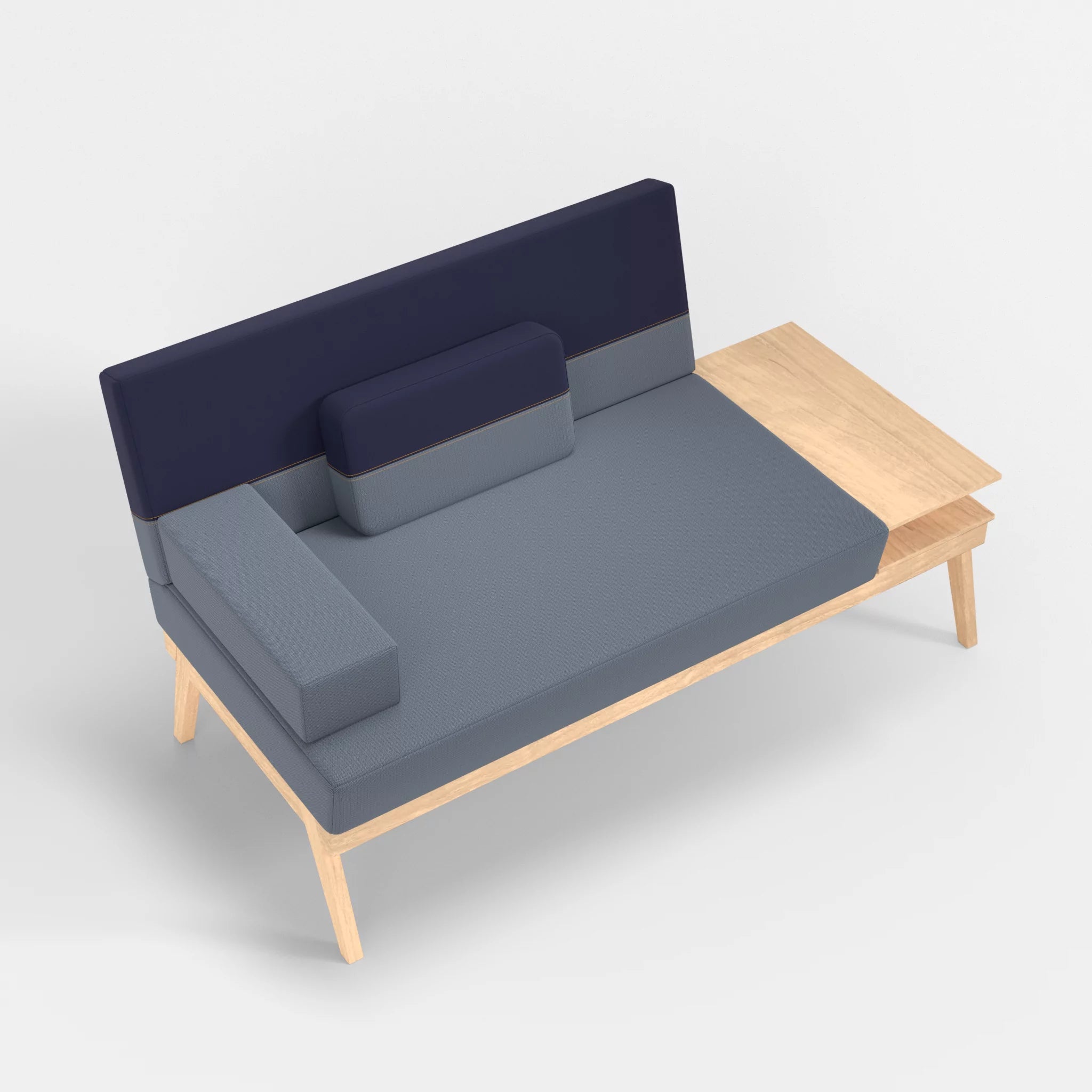 2er Sitzsofa Bauz mit Ablage rechts credosea-credonavy in Blau und Navy von oben
