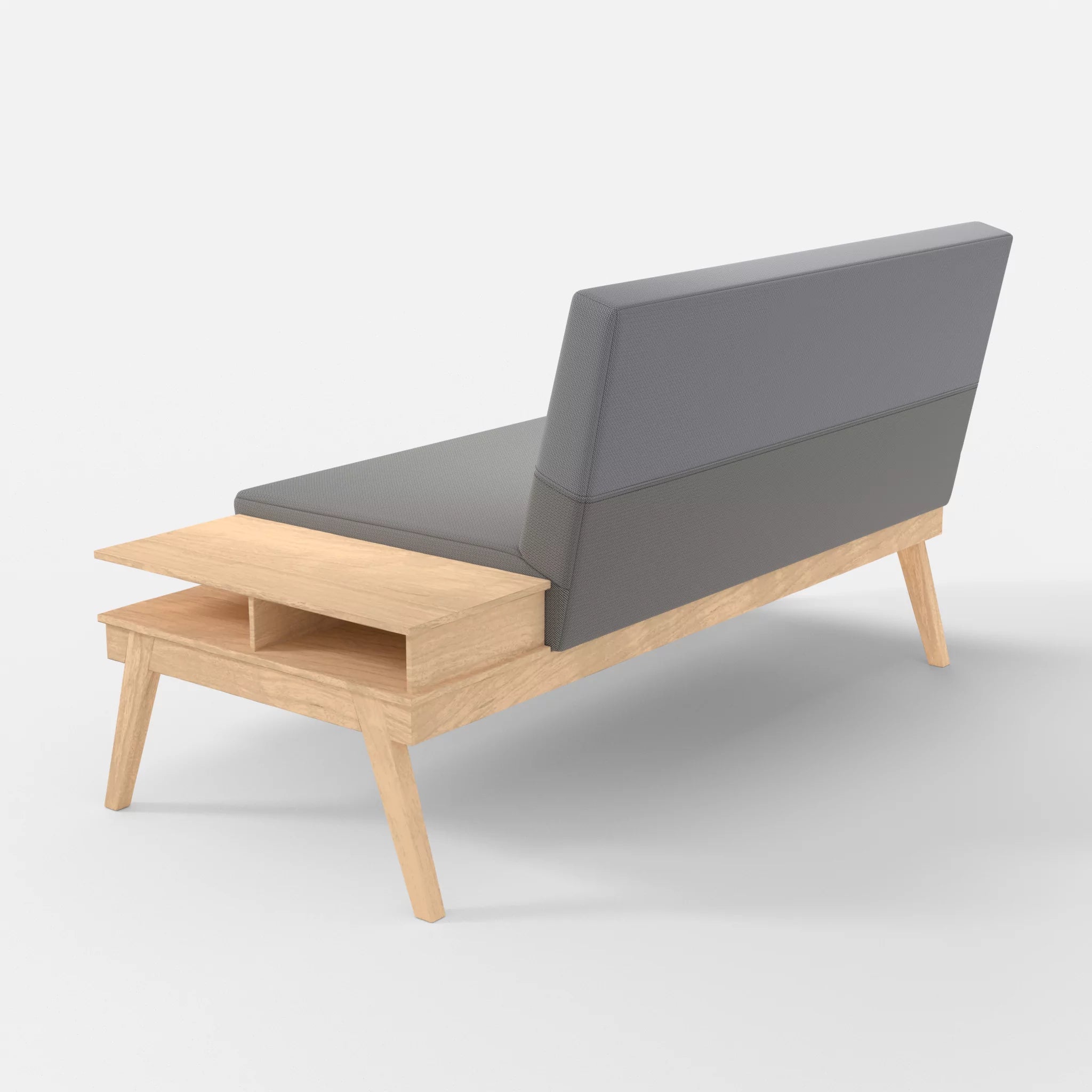 2er Sitzsofa Bauz mit Ablage rechts credozinn-credochalk in Mittelgrau und Hellgrau von hinten