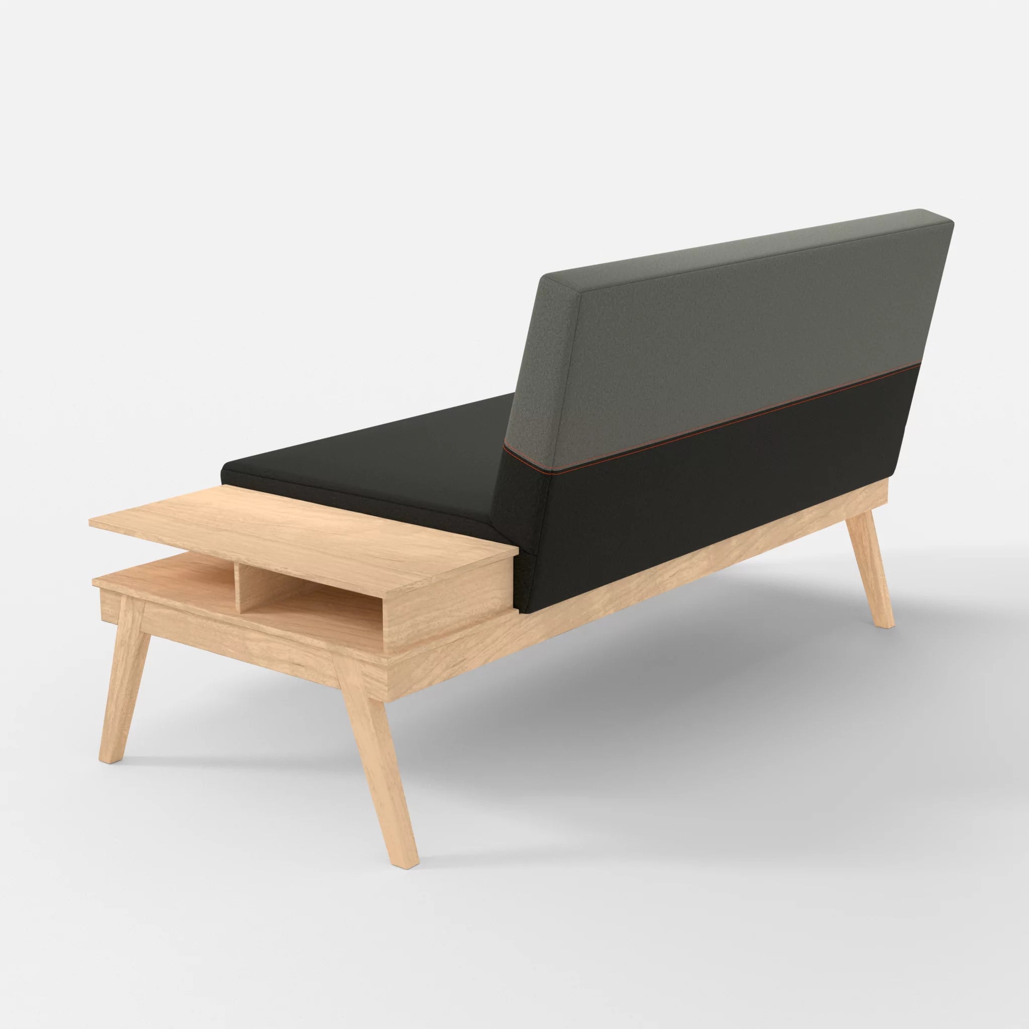 2er Sitzsofa Bauz mit Ablage rechts dama0002-dama0003 in Anthrazit und Mittelgrau von hinten