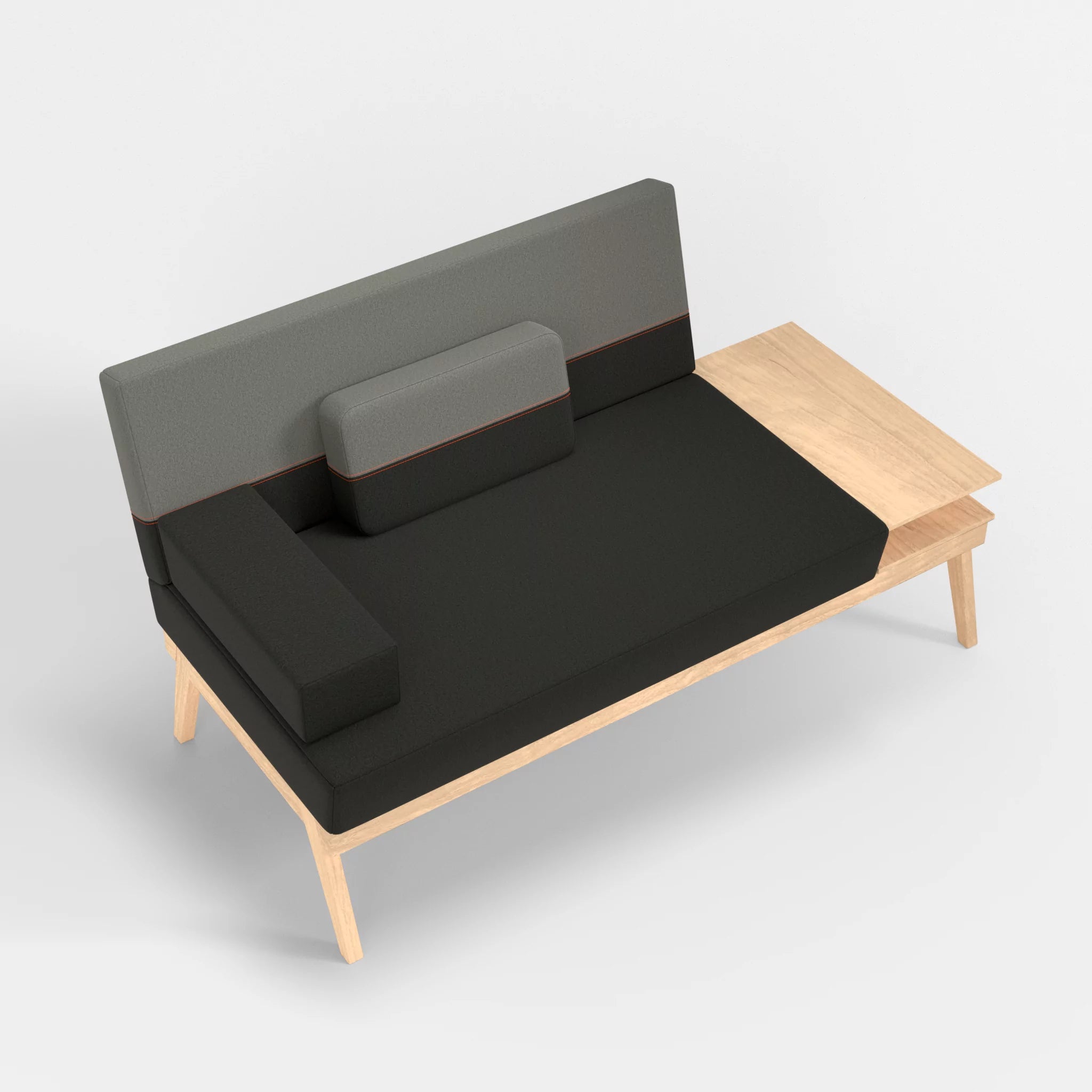 2er Sitzsofa Bauz mit Ablage rechts dama0002-dama0003 in Anthrazit und Mittelgrau von oben