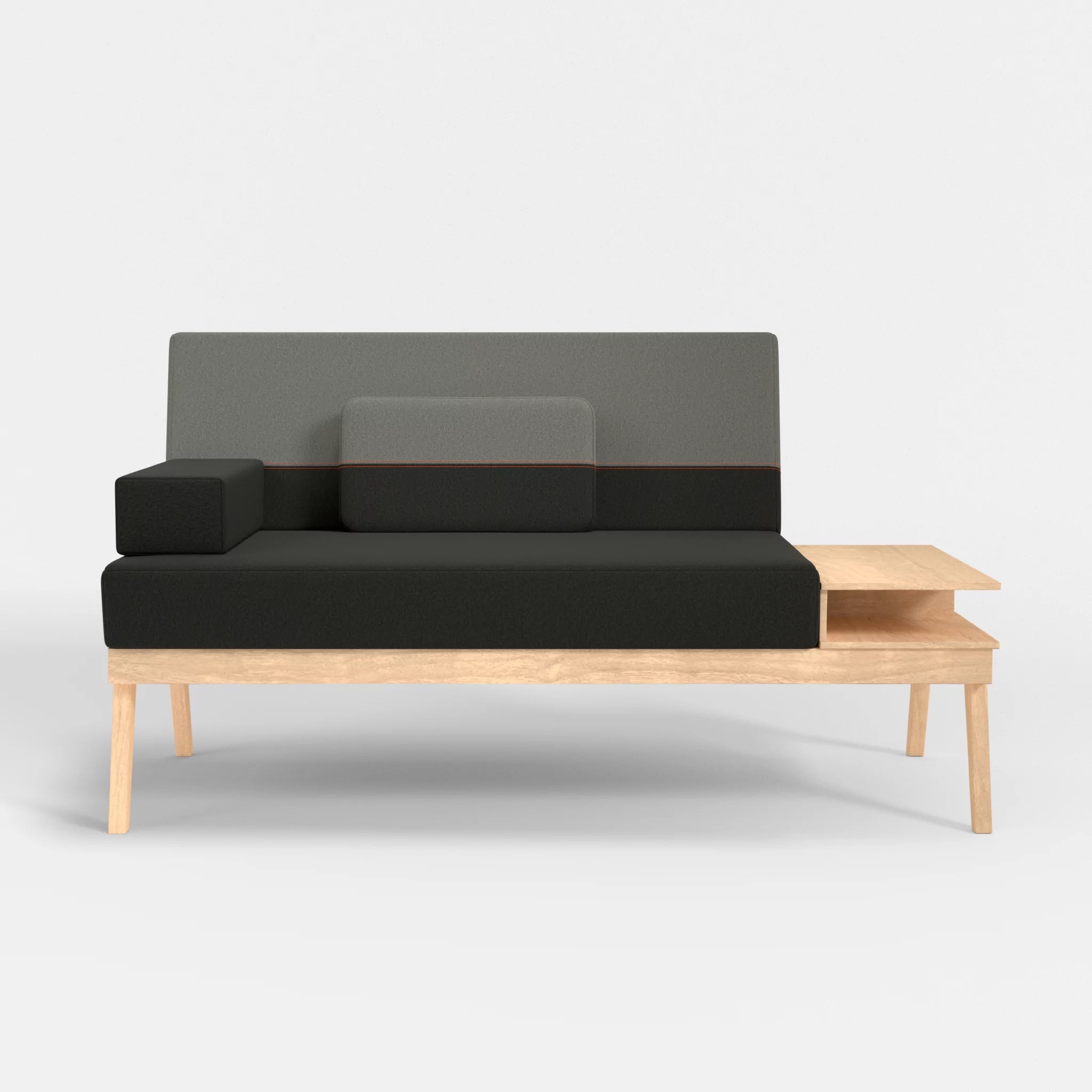 2er Sitzsofa Bauz mit Ablage rechts dama0002-dama0003 in Anthrazit und Mittelgrau von vorne