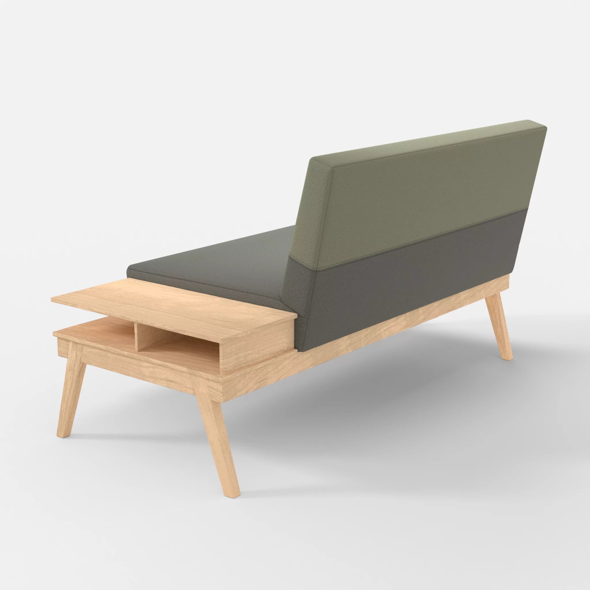 2er Sitzsofa Bauz mit Ablage rechts dama0003-dama0057 in Mittelgrau und Hellgrau von hinten