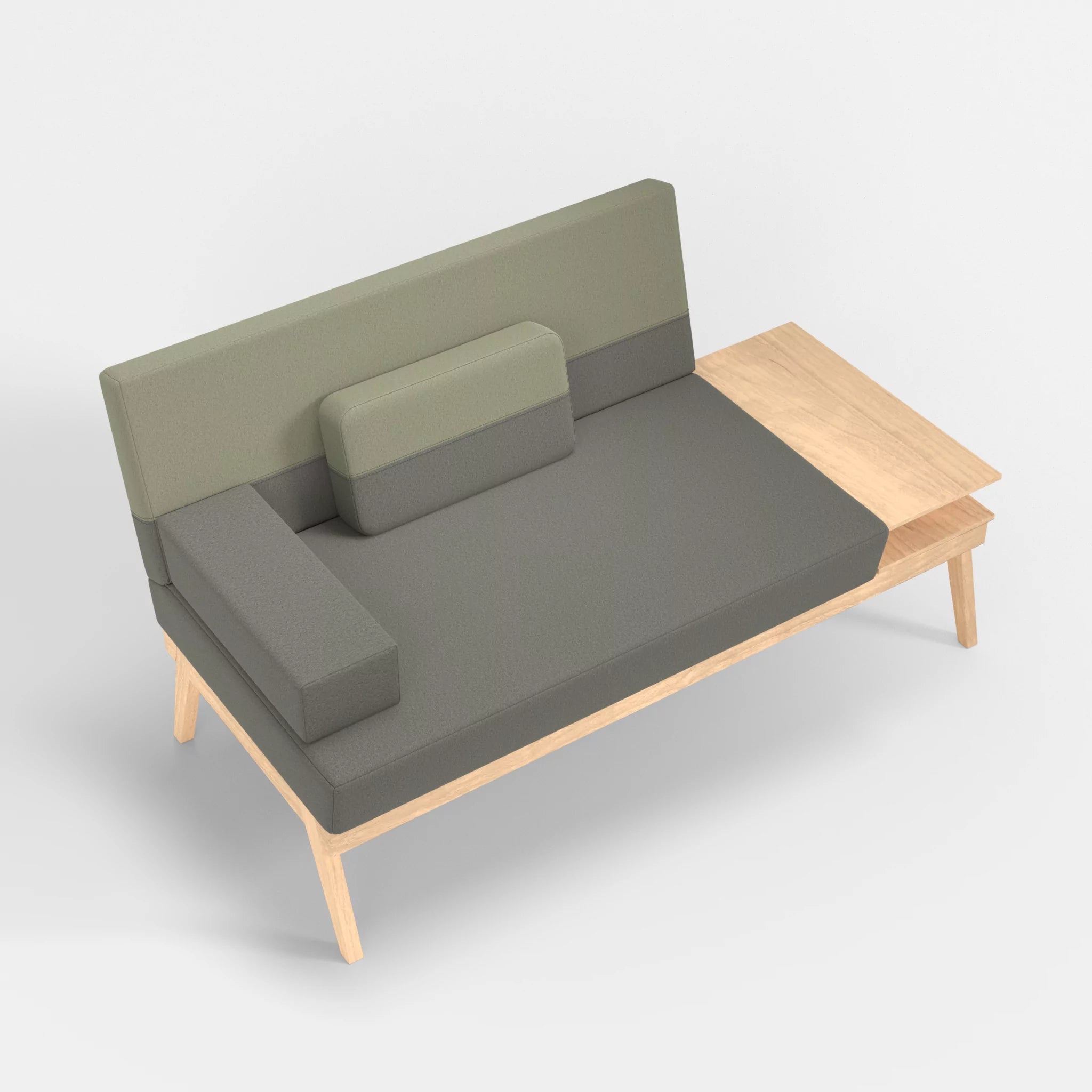 2er Sitzsofa Bauz mit Ablage rechts dama0003-dama0057 in Mittelgrau und Hellgrau von oben