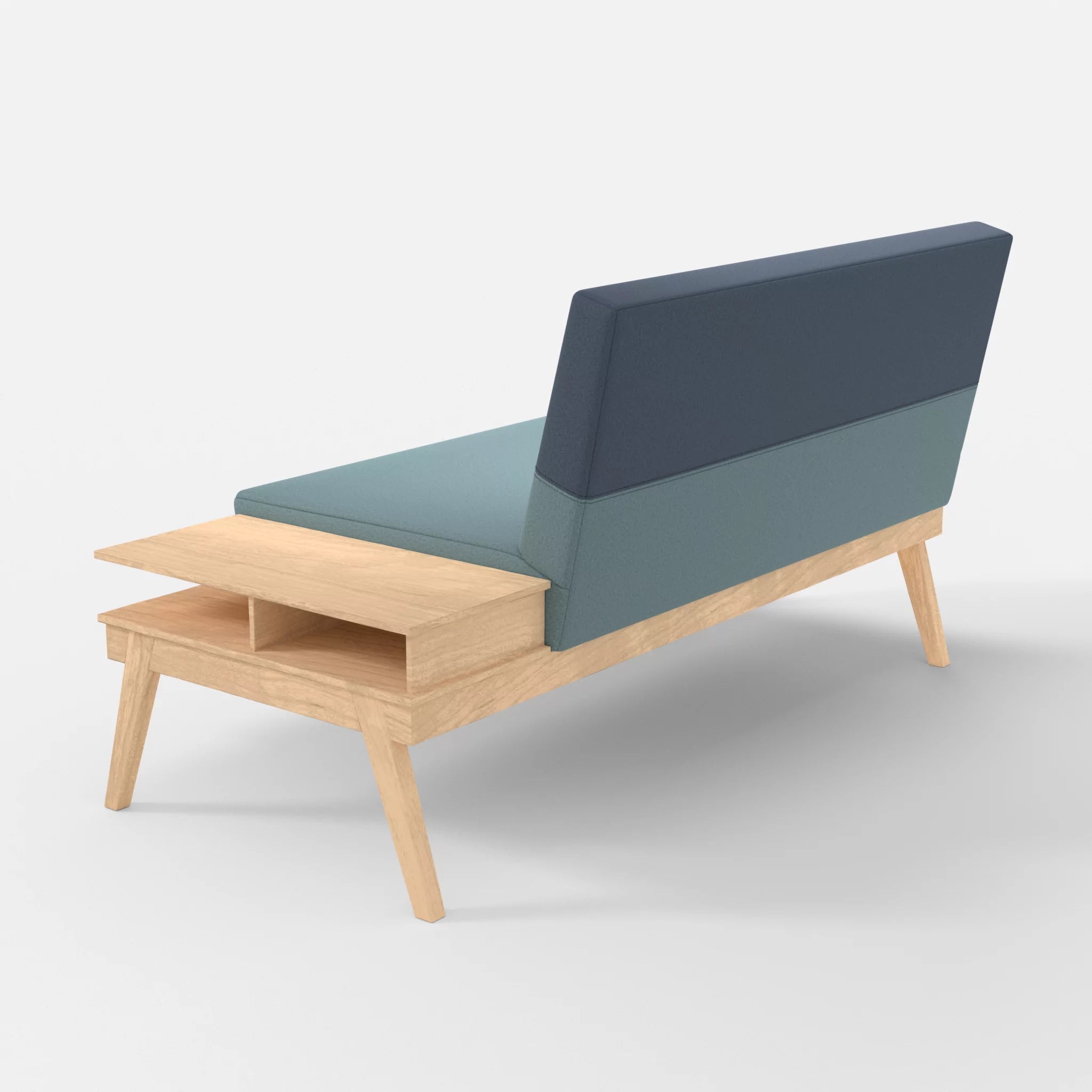 2er Sitzsofa Bauz mit Ablage rechts dama0016-dama0075 in Hellblau und Blau von hinten