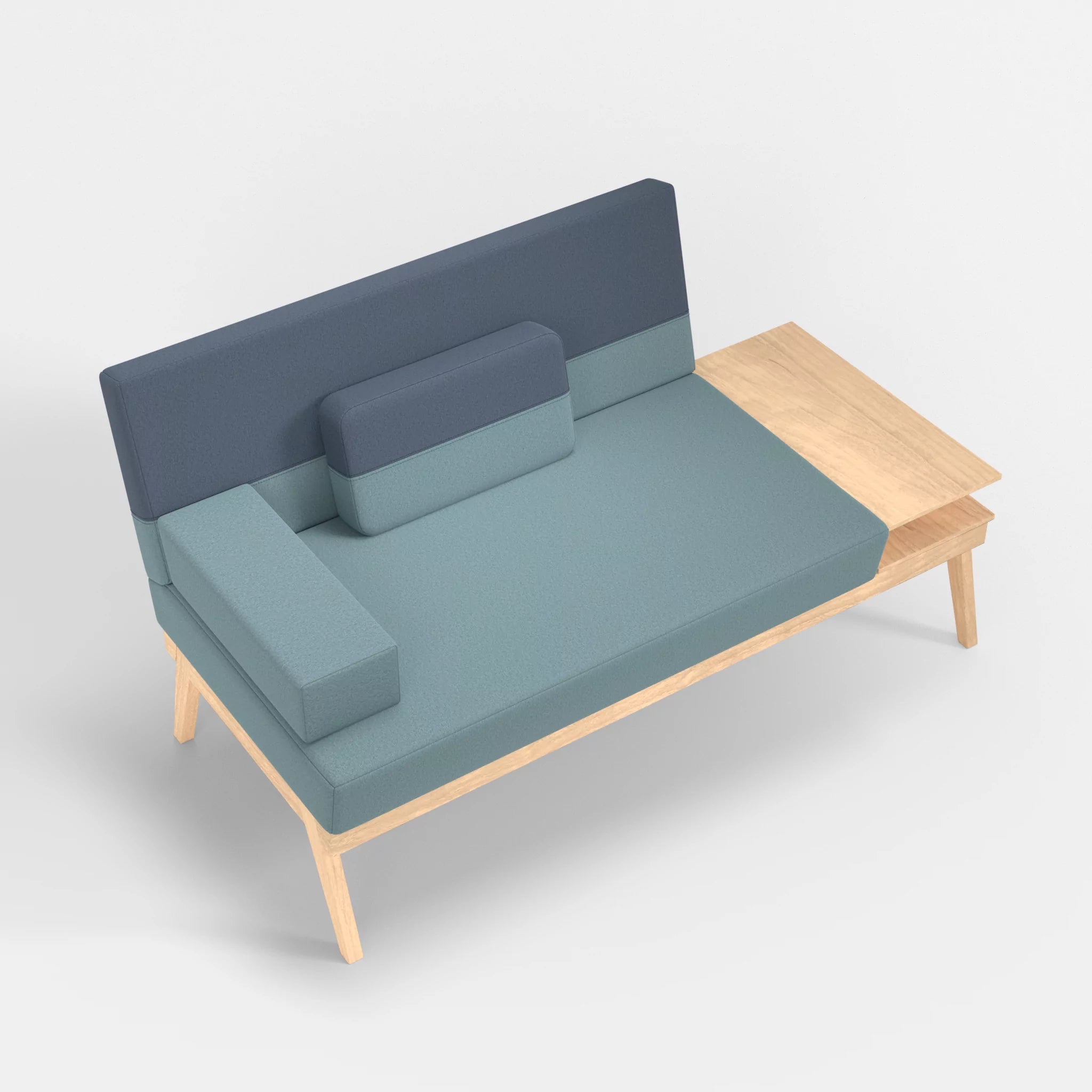2er Sitzsofa Bauz mit Ablage rechts dama0016-dama0075 in Hellblau und Blau von oben