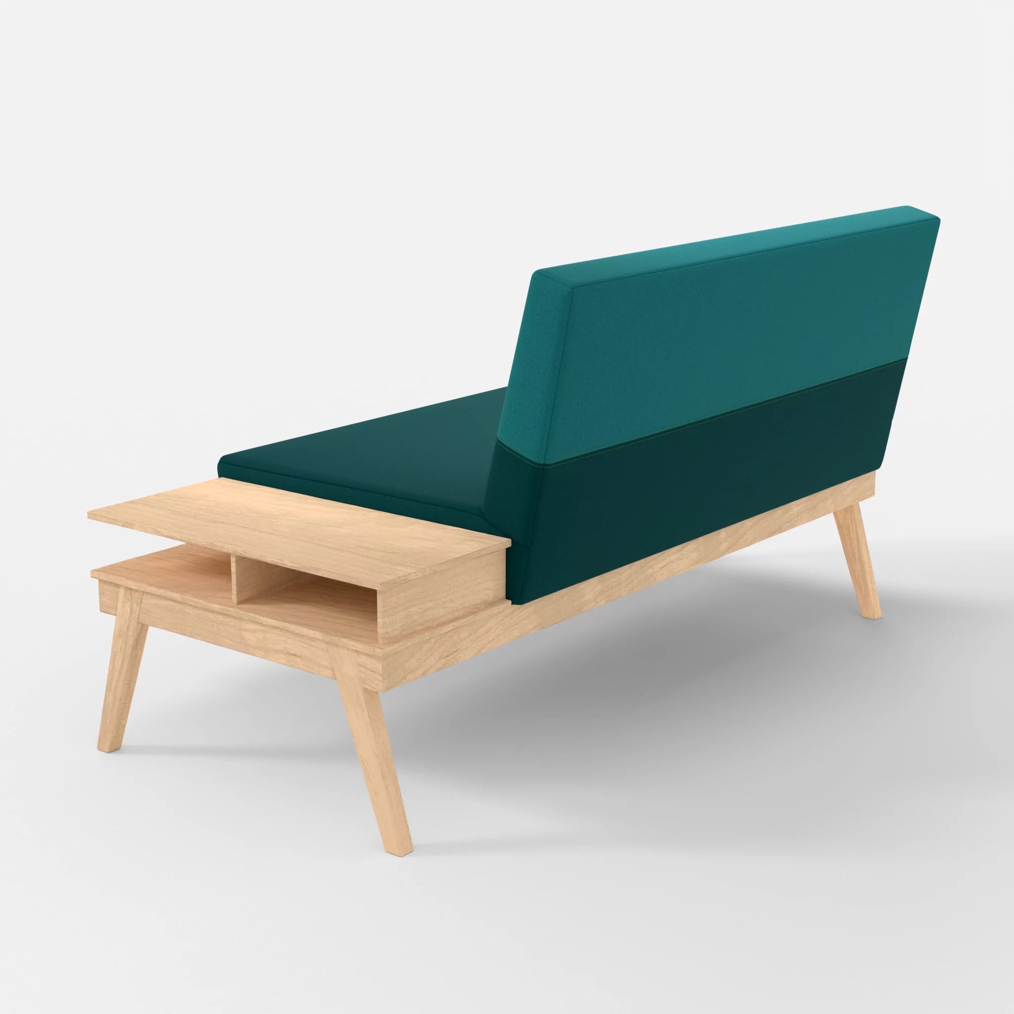 2er Sitzsofa Bauz mit Ablage rechts dama0018-dama0076 in Türkis und Türkis von hinten