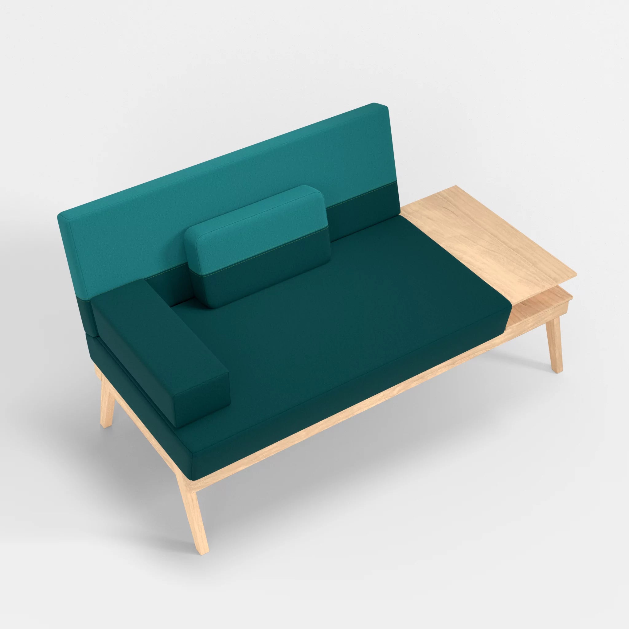 2er Sitzsofa Bauz mit Ablage rechts dama0018-dama0076 in Türkis und Türkis von oben