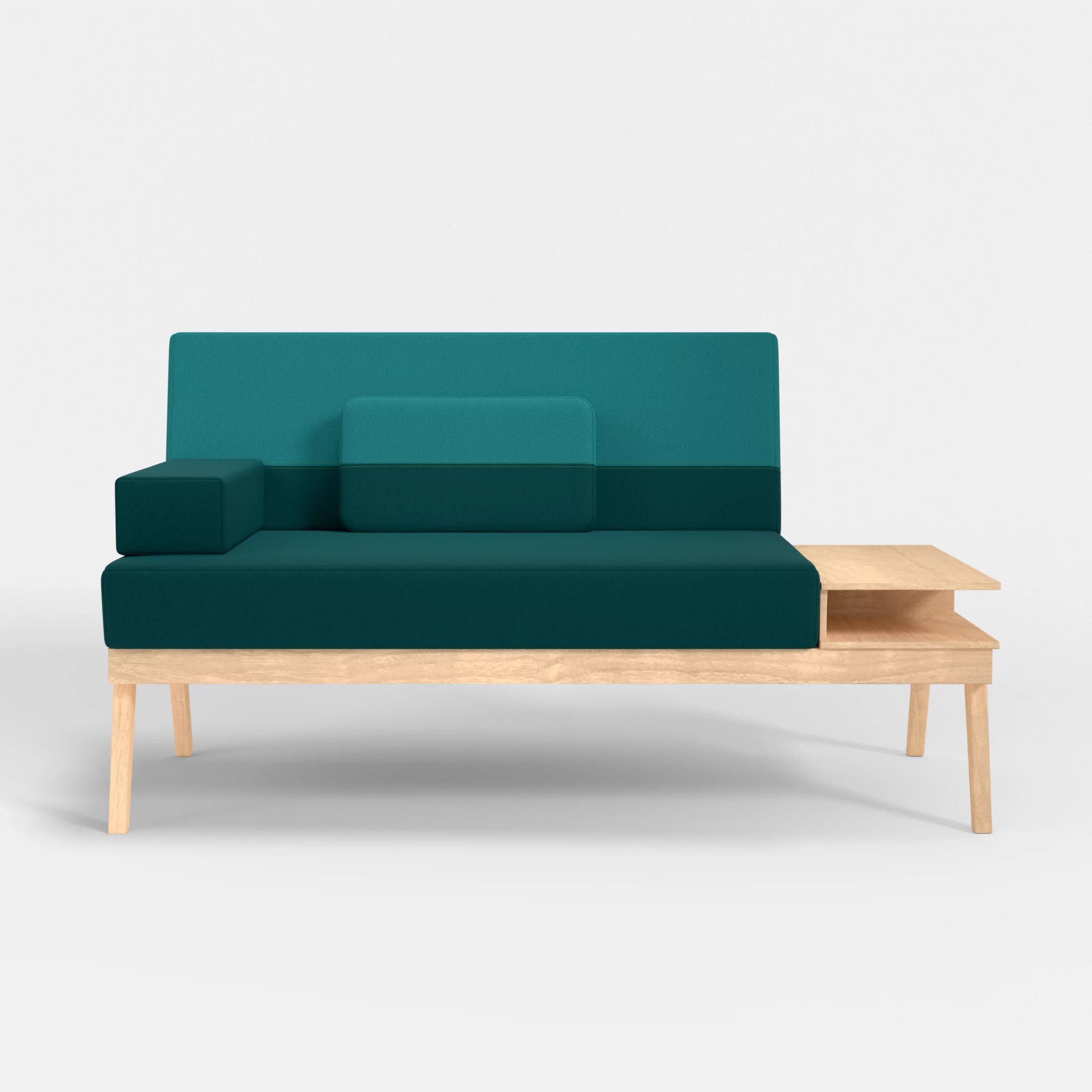 2er Sitzsofa Bauz mit Ablage rechts dama0018-dama0076 in Türkis und Türkis von vorne
