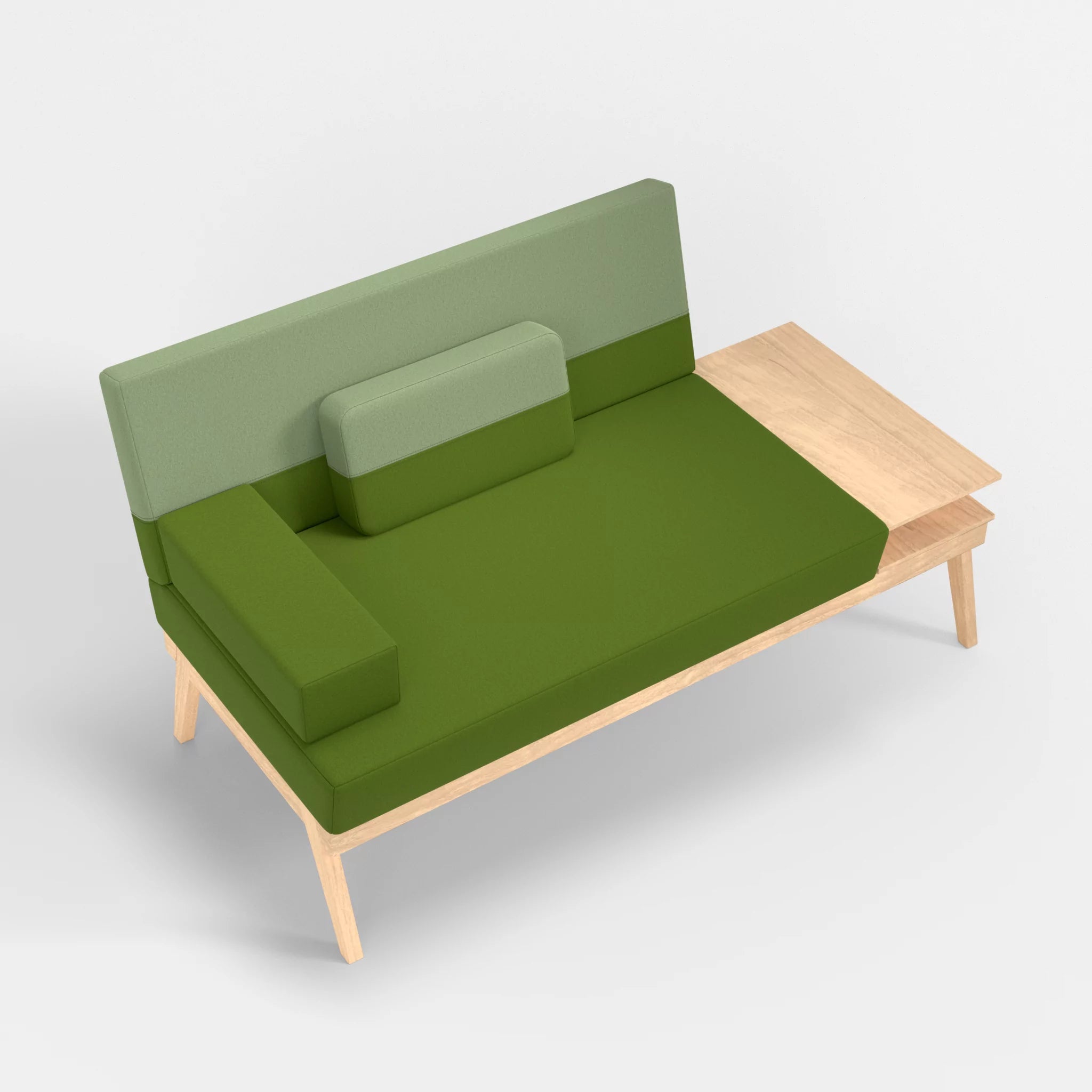 2er Sitzsofa Bauz mit Ablage rechts dama0027-dama0042 in Grün und Hellgrün von oben