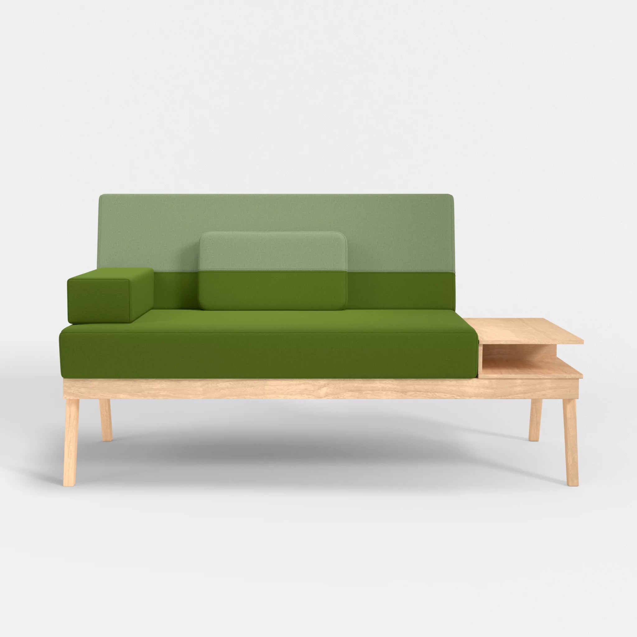 2er Sitzsofa Bauz mit Ablage rechts dama0027-dama0042 in Grün und Hellgrün von vorne