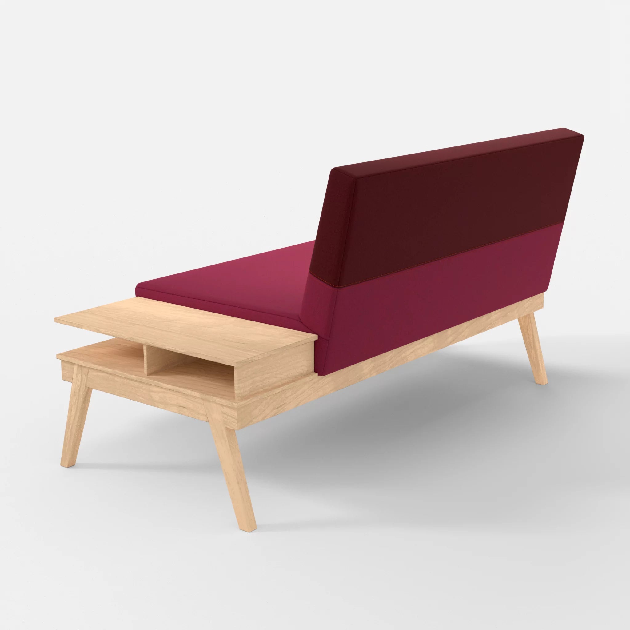 2er Sitzsofa Bauz mit Ablage rechts dama0034-dama0050 in Bordeaux und Fuchsia von hinten