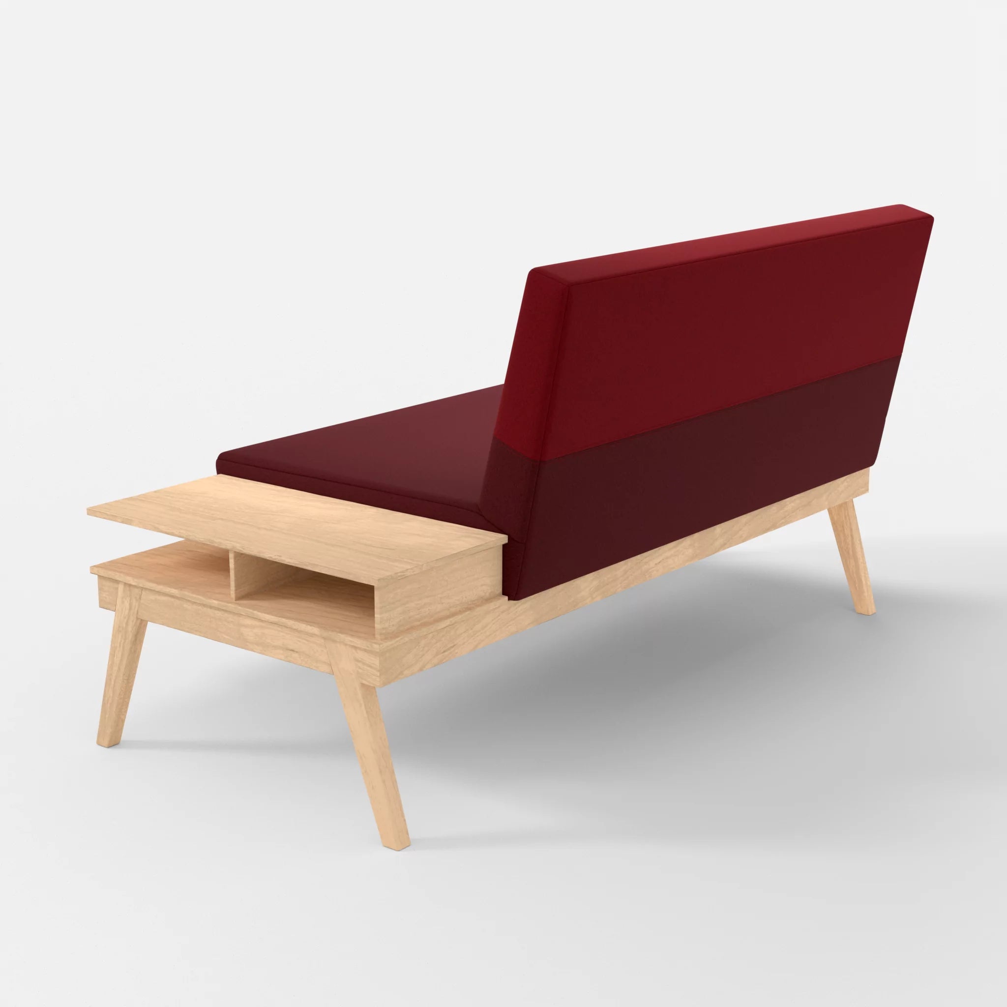 2er Sitzsofa Bauz mit Ablage rechts dama0034-dama0053 in Bordeaux und Rot von hinten