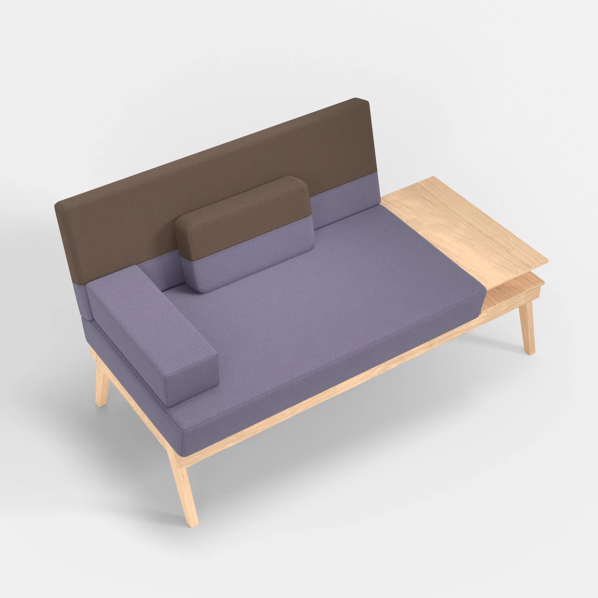 2er Sitzsofa Bauz mit Ablage rechts dama0039-dama0051 in Flieder und Braun von oben