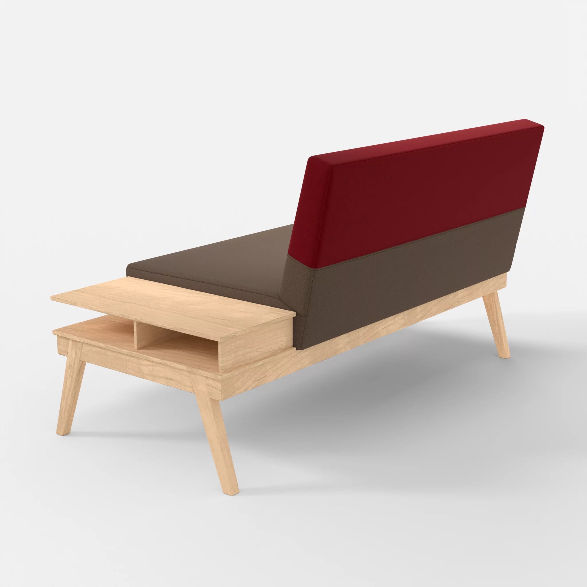 2er Sitzsofa Bauz mit Ablage rechts dama0051-dama0053 in Braun und Rot von hinten