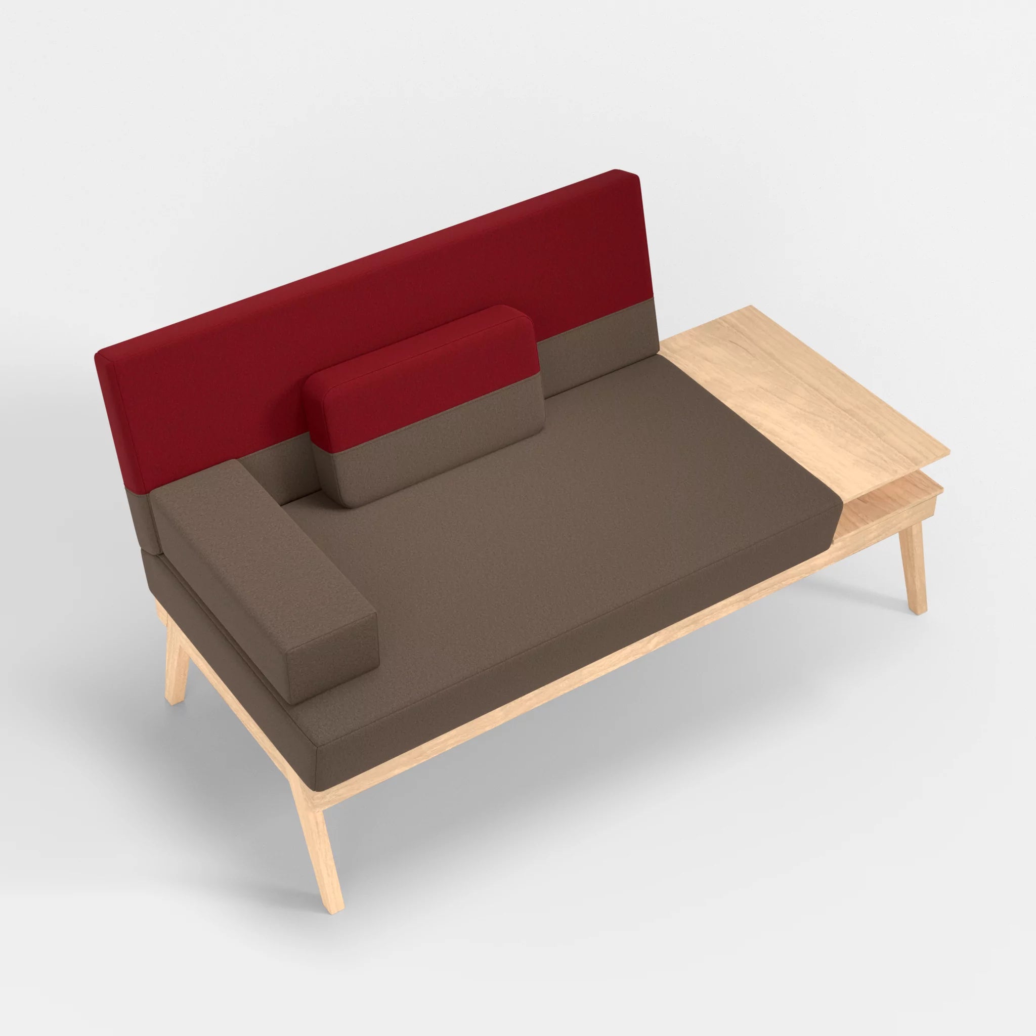2er Sitzsofa Bauz mit Ablage rechts dama0051-dama0053 in Braun und Rot von oben