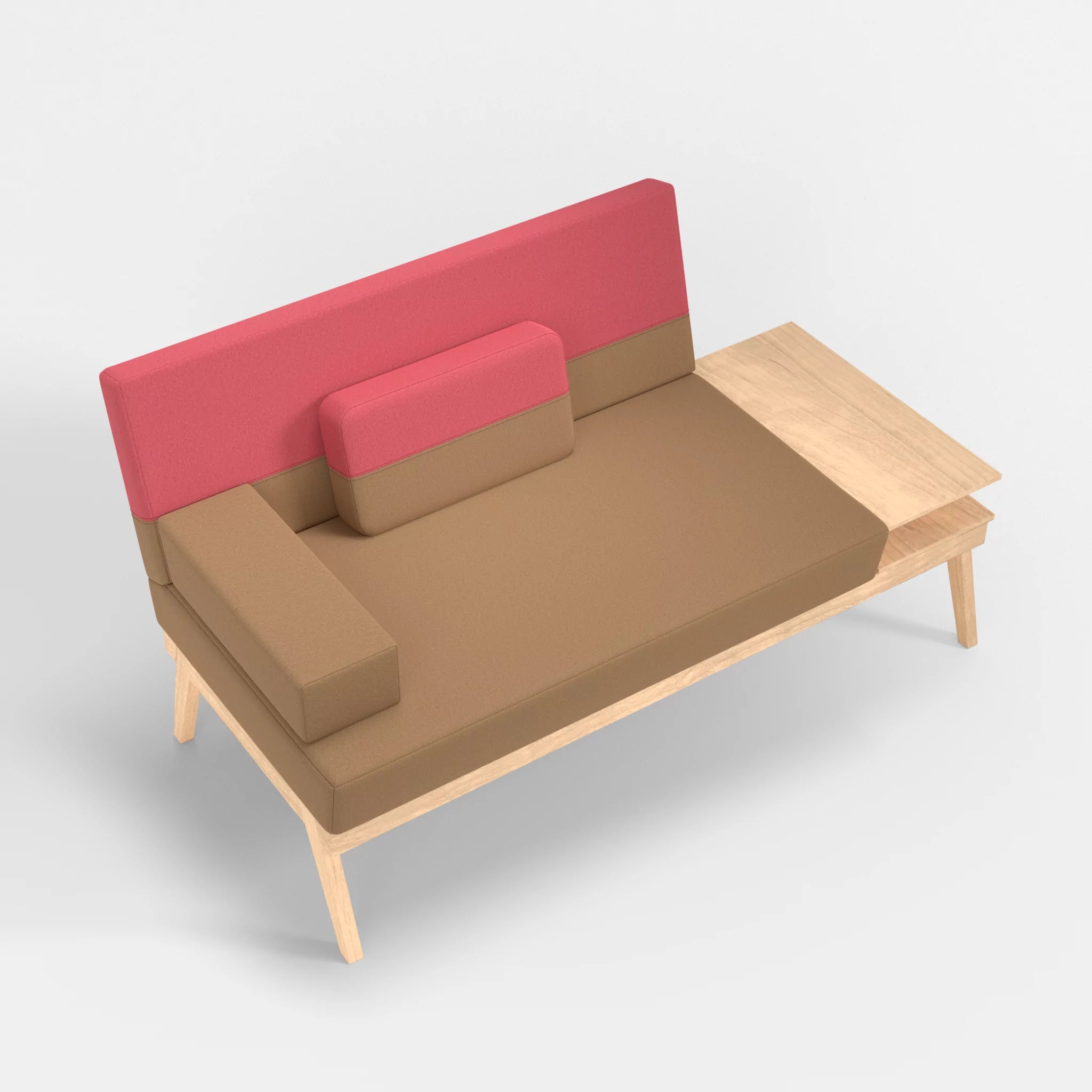 2er Sitzsofa Bauz mit Ablage rechts dama0056-dama0083 in Beige und Pink von oben