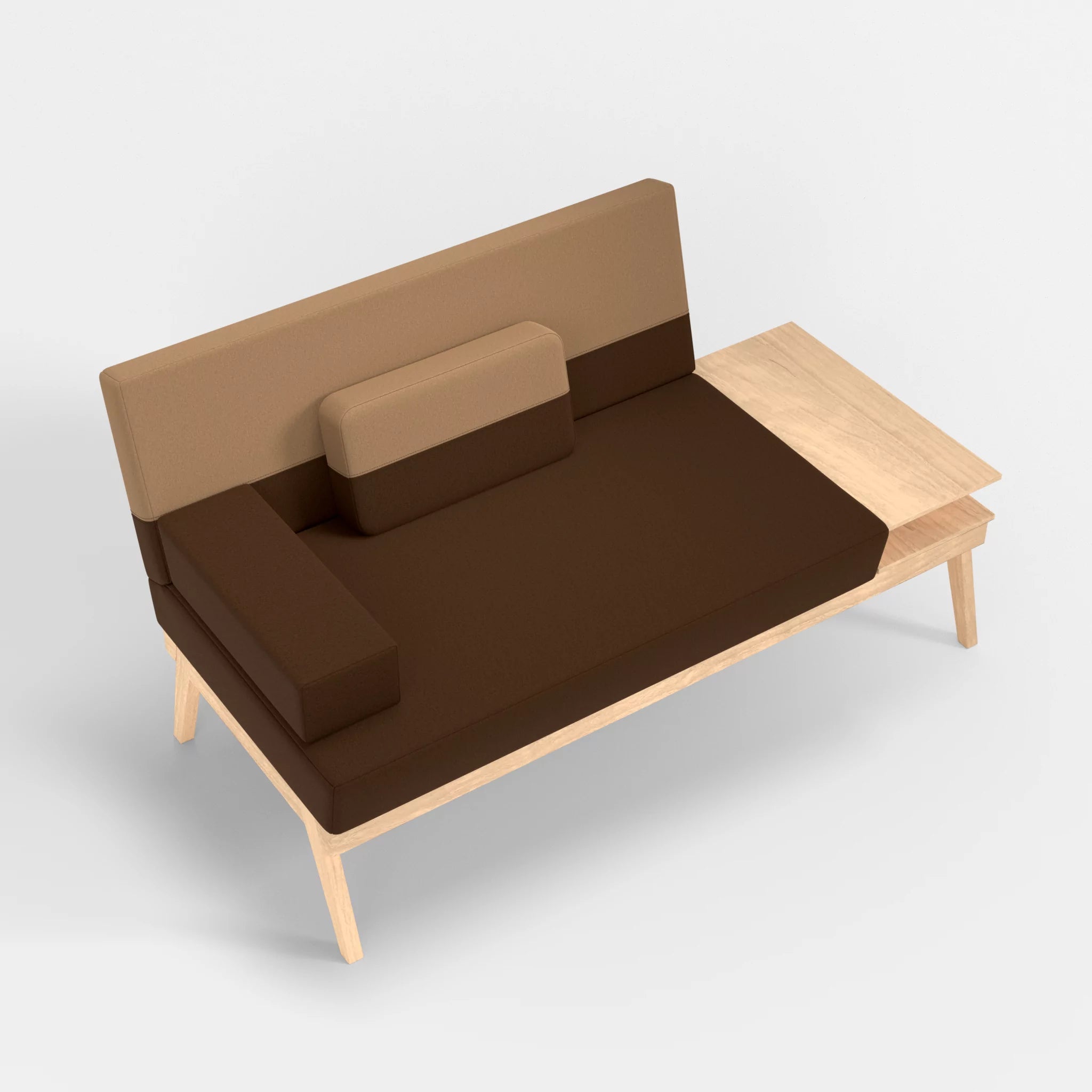 2er Sitzsofa Bauz mit Ablage rechts dama0060-dama0056 in Braun und Beige von oben