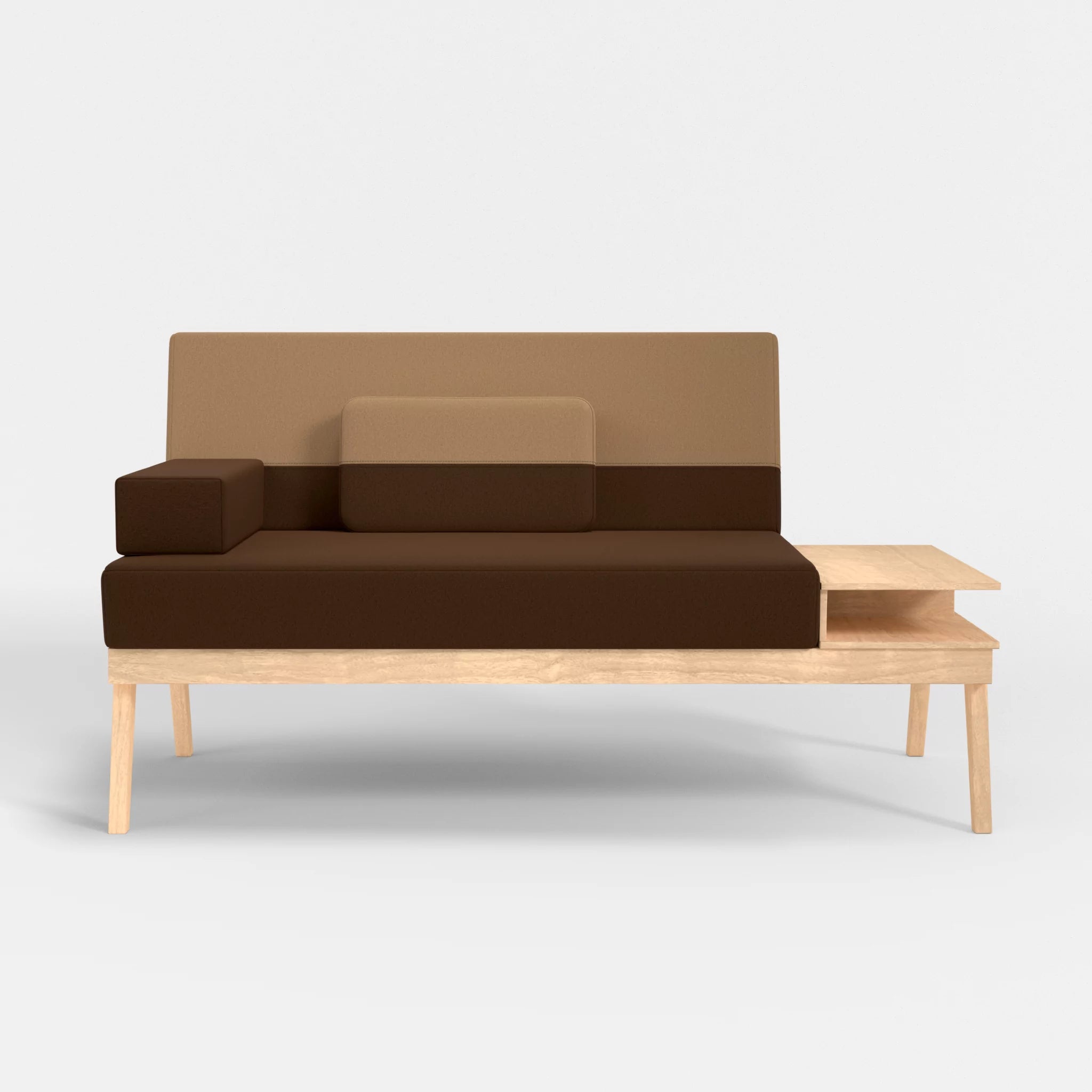 2er Sitzsofa Bauz mit Ablage rechts dama0060-dama0056 in Braun und Beige von vorne