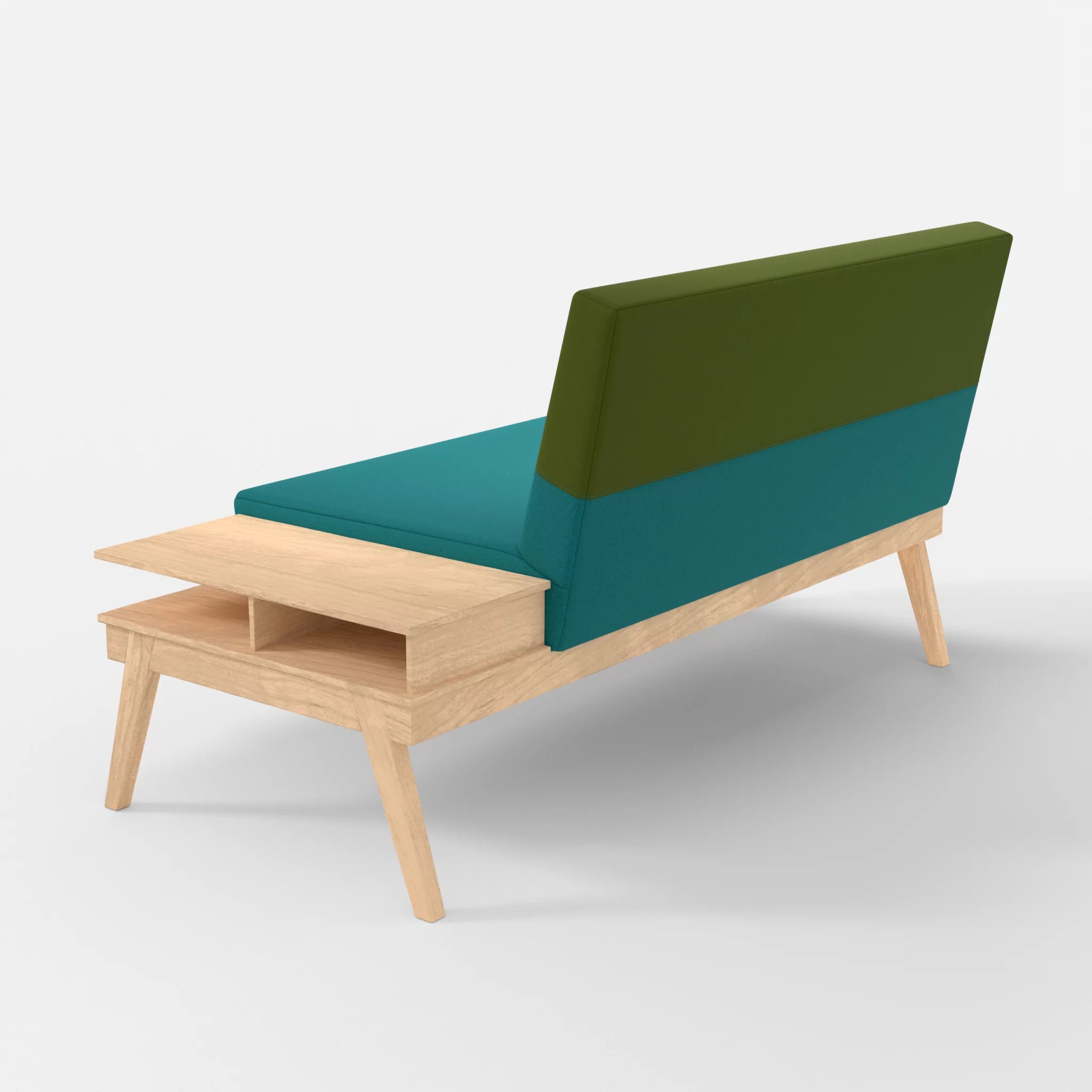 2er Sitzsofa Bauz mit Ablage rechts dama0076-dama0059 in Türkis und Grün von hinten