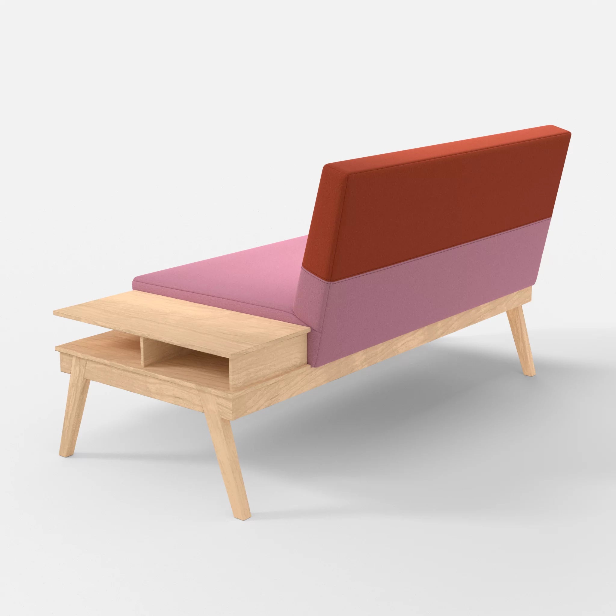 2er Sitzsofa Bauz mit Ablage rechts dama0084-dama0062 in Rosa und Orange von hinten