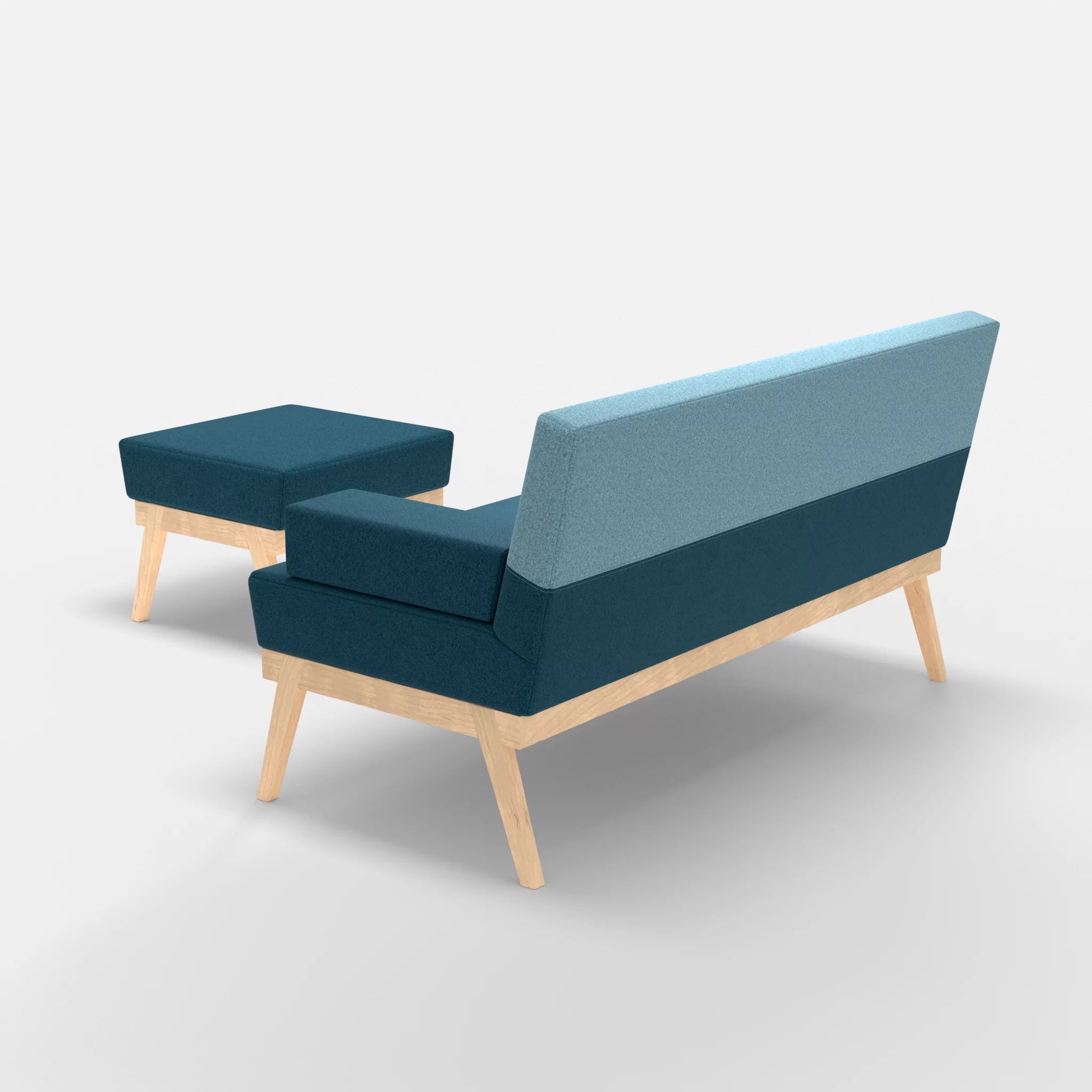 2er Sitzsofa Bauz mit Pouf celia0203-celia0209 in Blau und Türkis von hinten