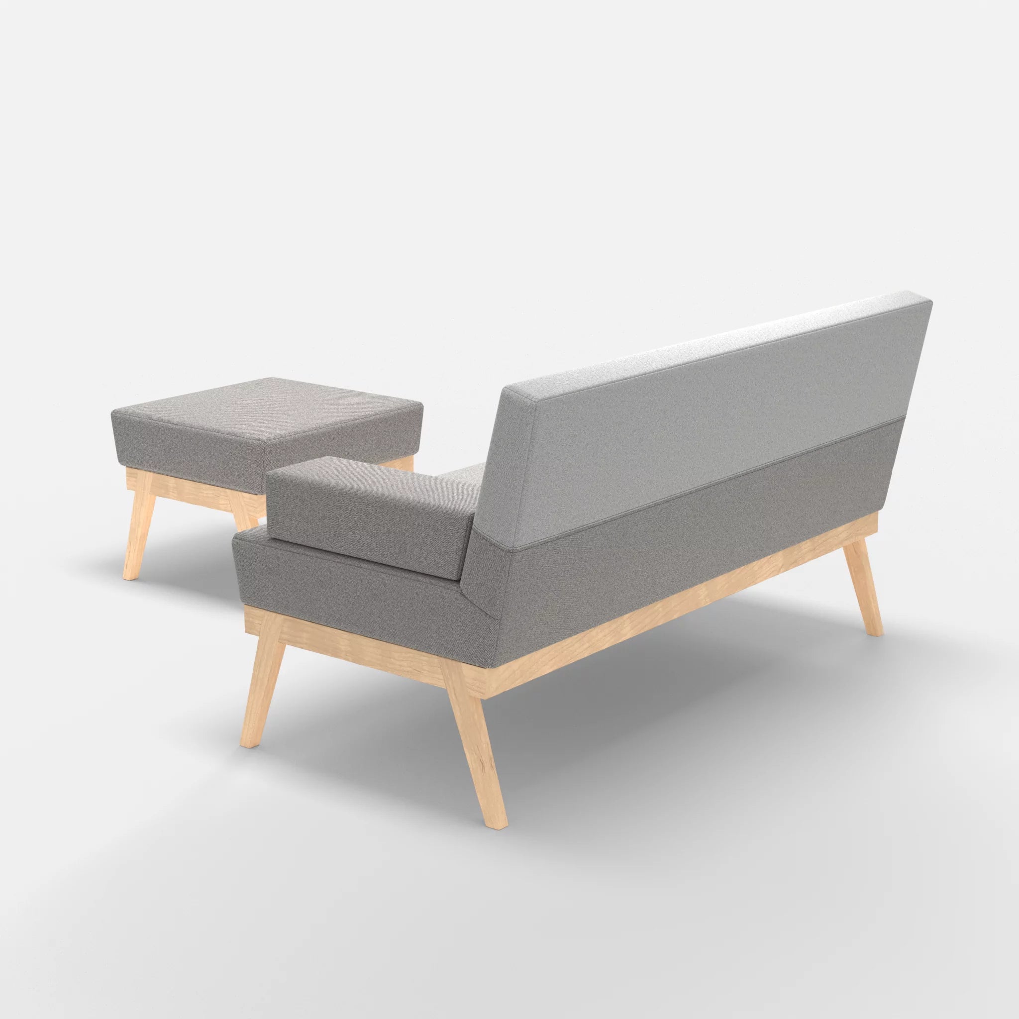 2er Sitzsofa Bauz mit Pouf celia0208-celia0204 in Mittelgrau und Hellgrau von hinten