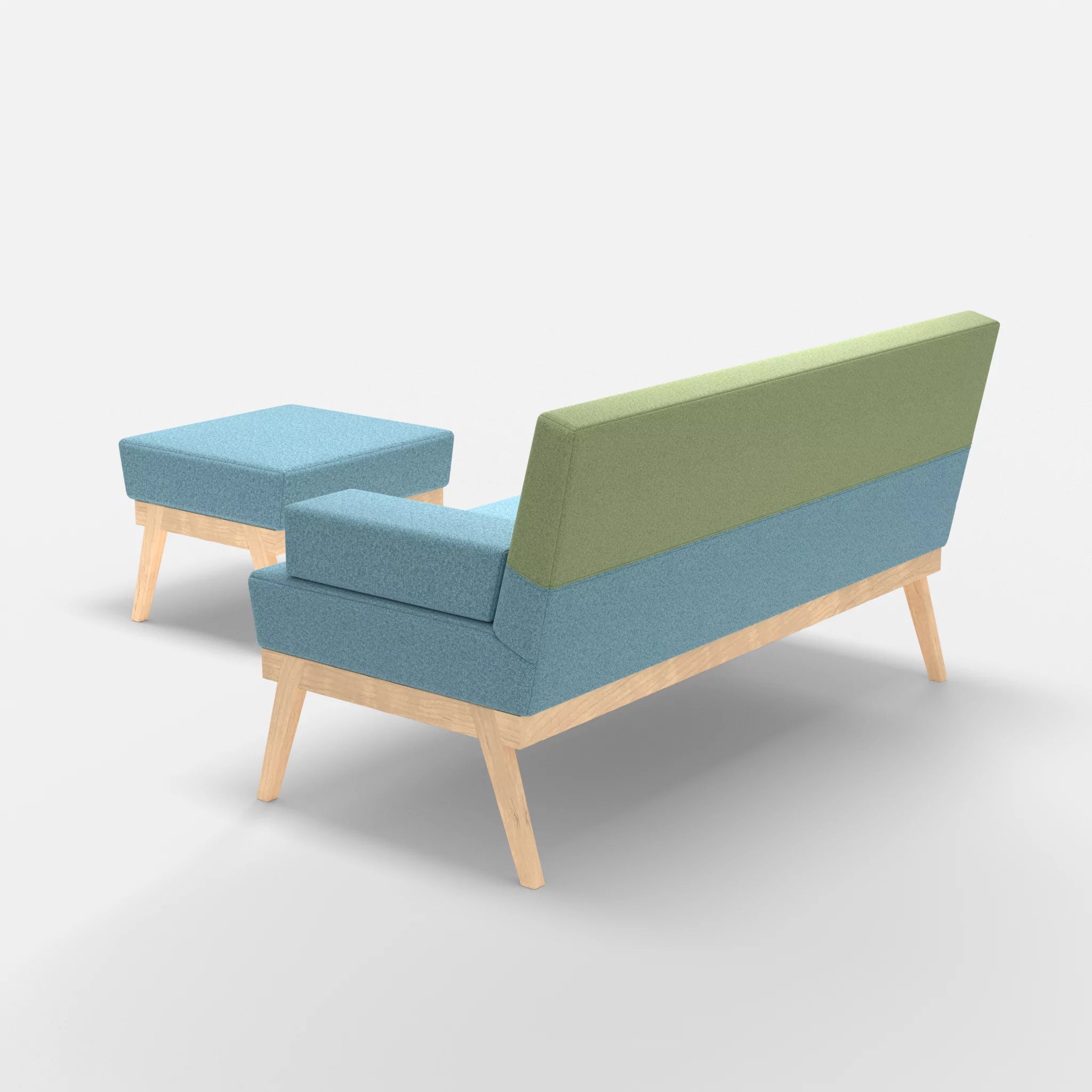 2er Sitzsofa Bauz mit Pouf celia0209-celia0213 in Türkis und Hellgrün von hinten