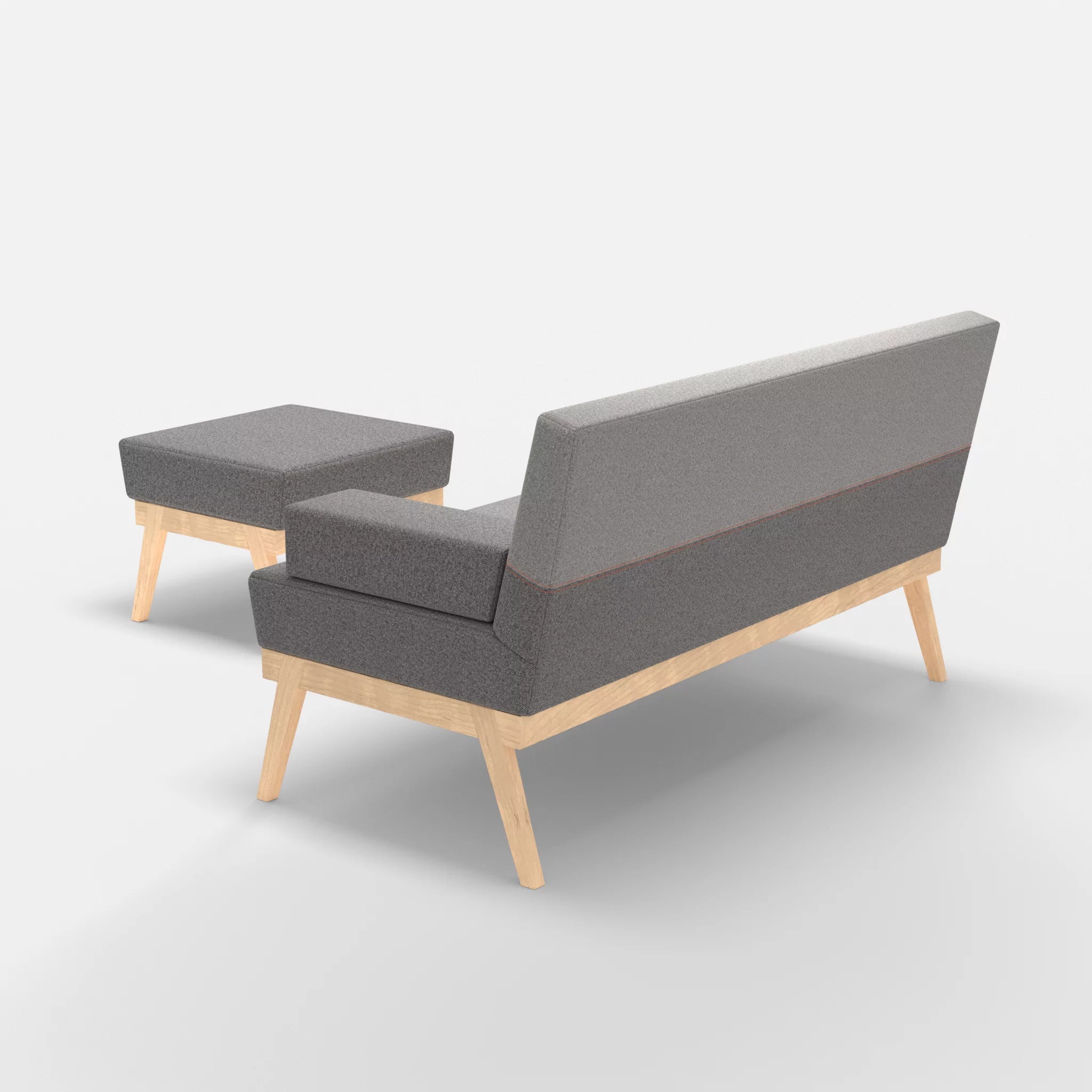 2er Sitzsofa Bauz mit Pouf celia0218-celia0208 in Dunkelgrau und Mittelgrau von hinten